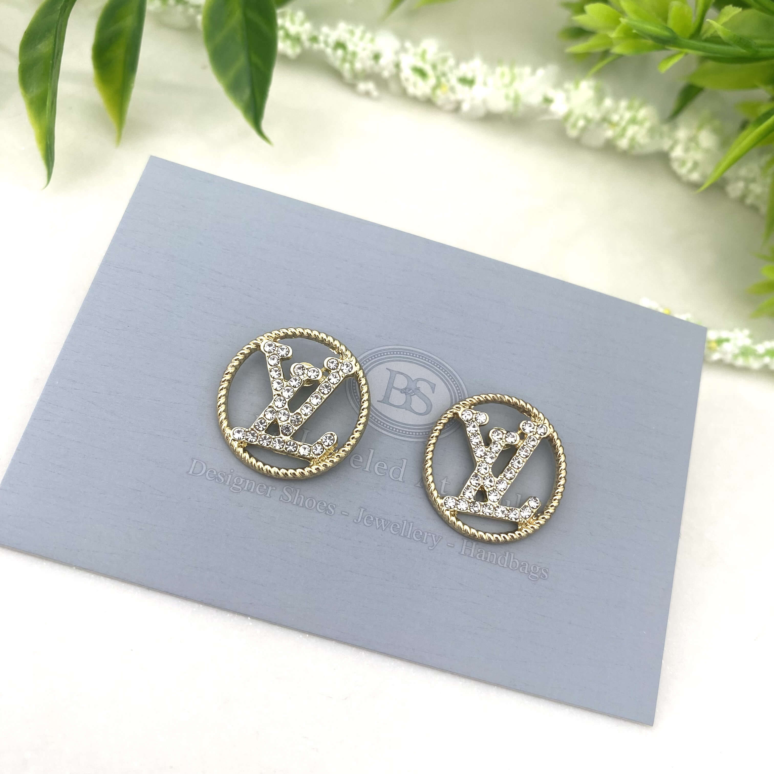 Gold Halo LV Stud Earrings
