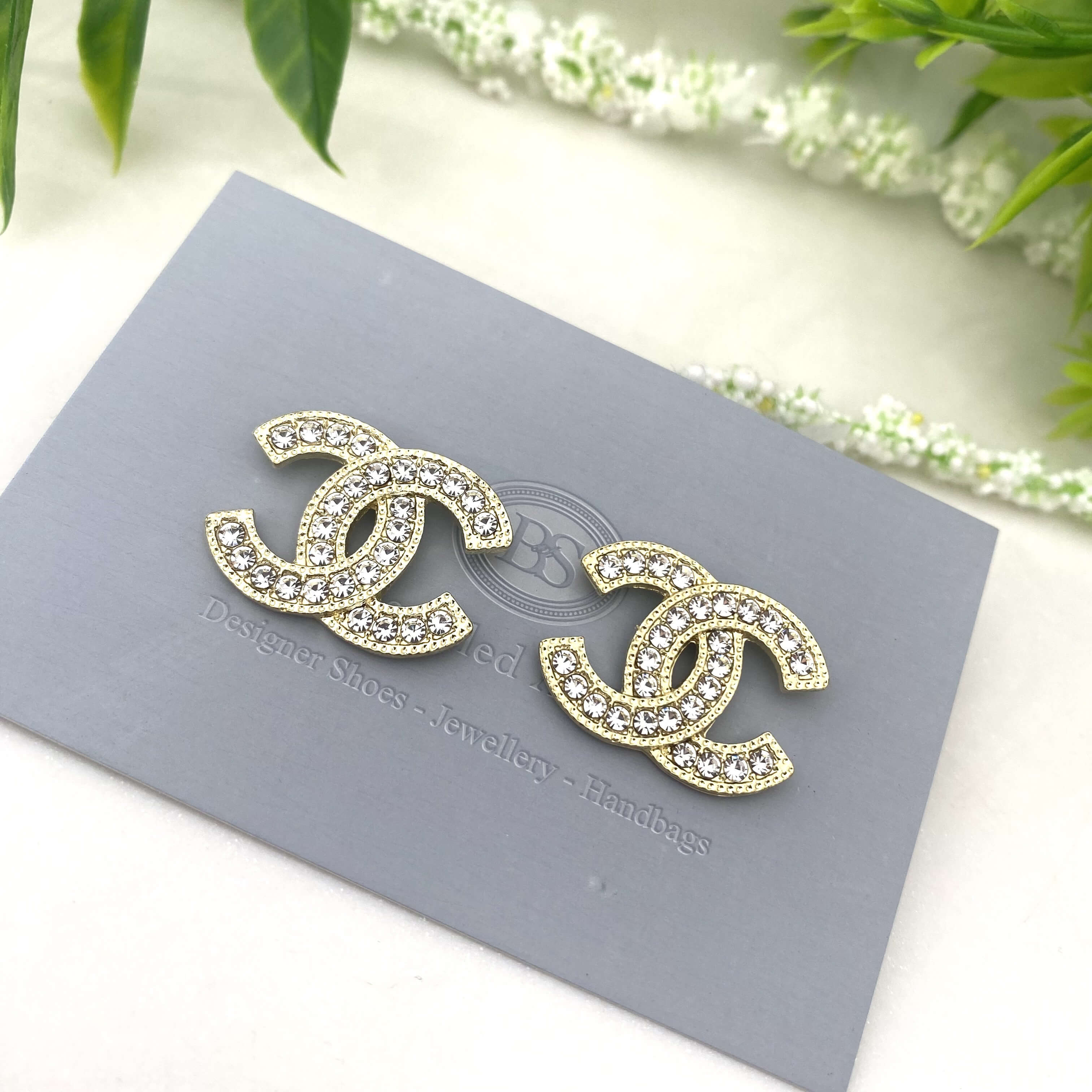 Gold Large CC Stud Earrings