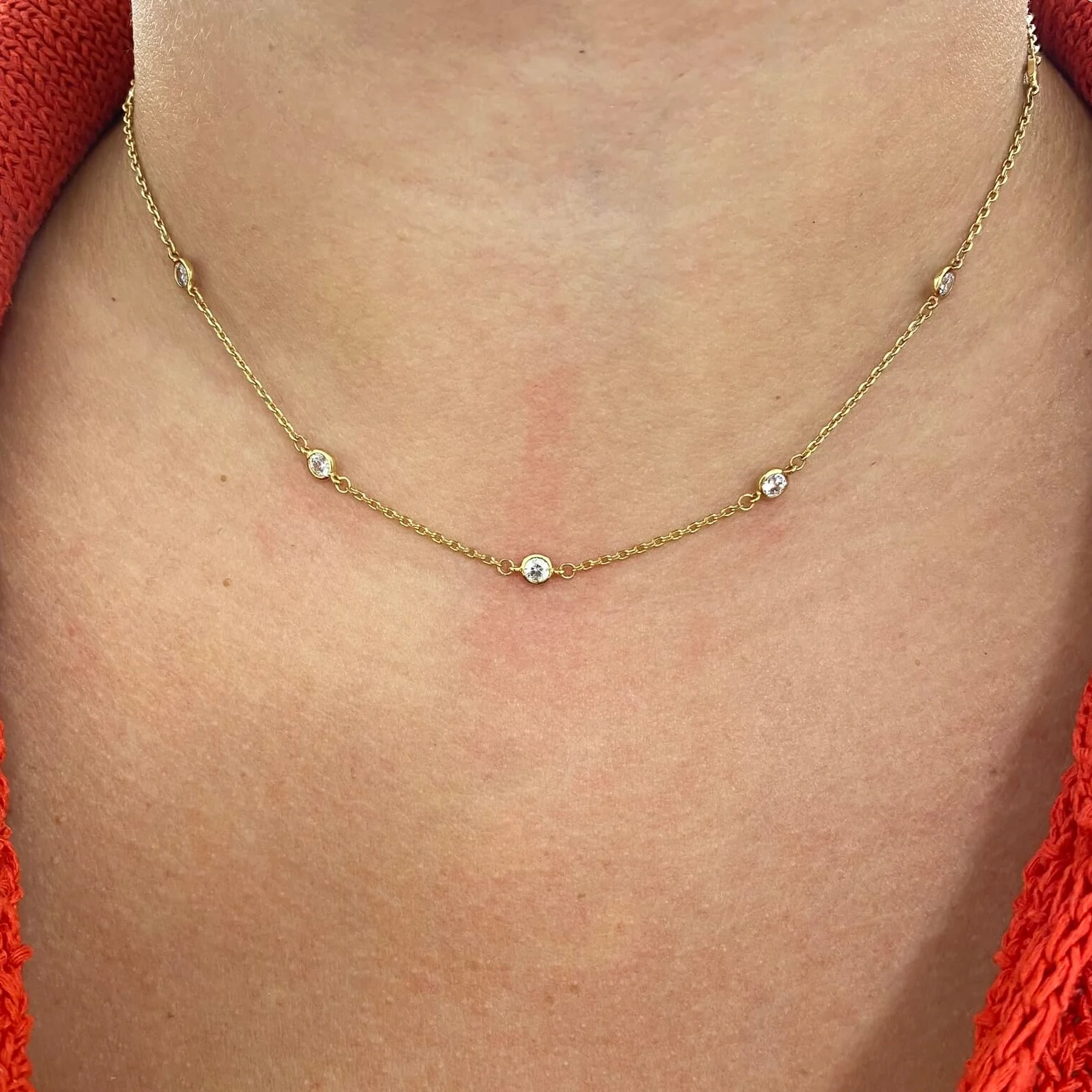 Gold Plated Multi CZ Crystals Necklace