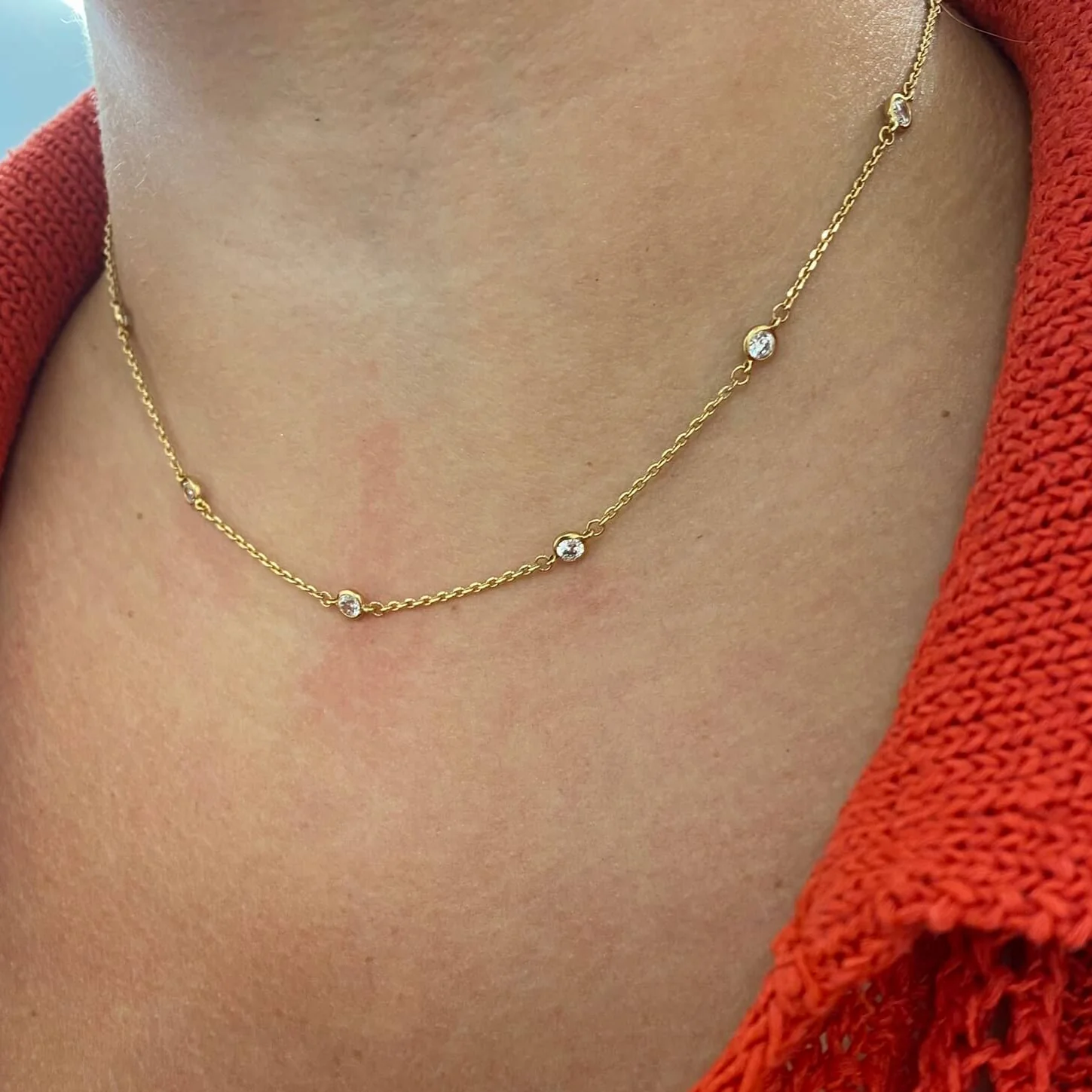 Gold Plated Multi CZ Crystals Necklace - Image 2