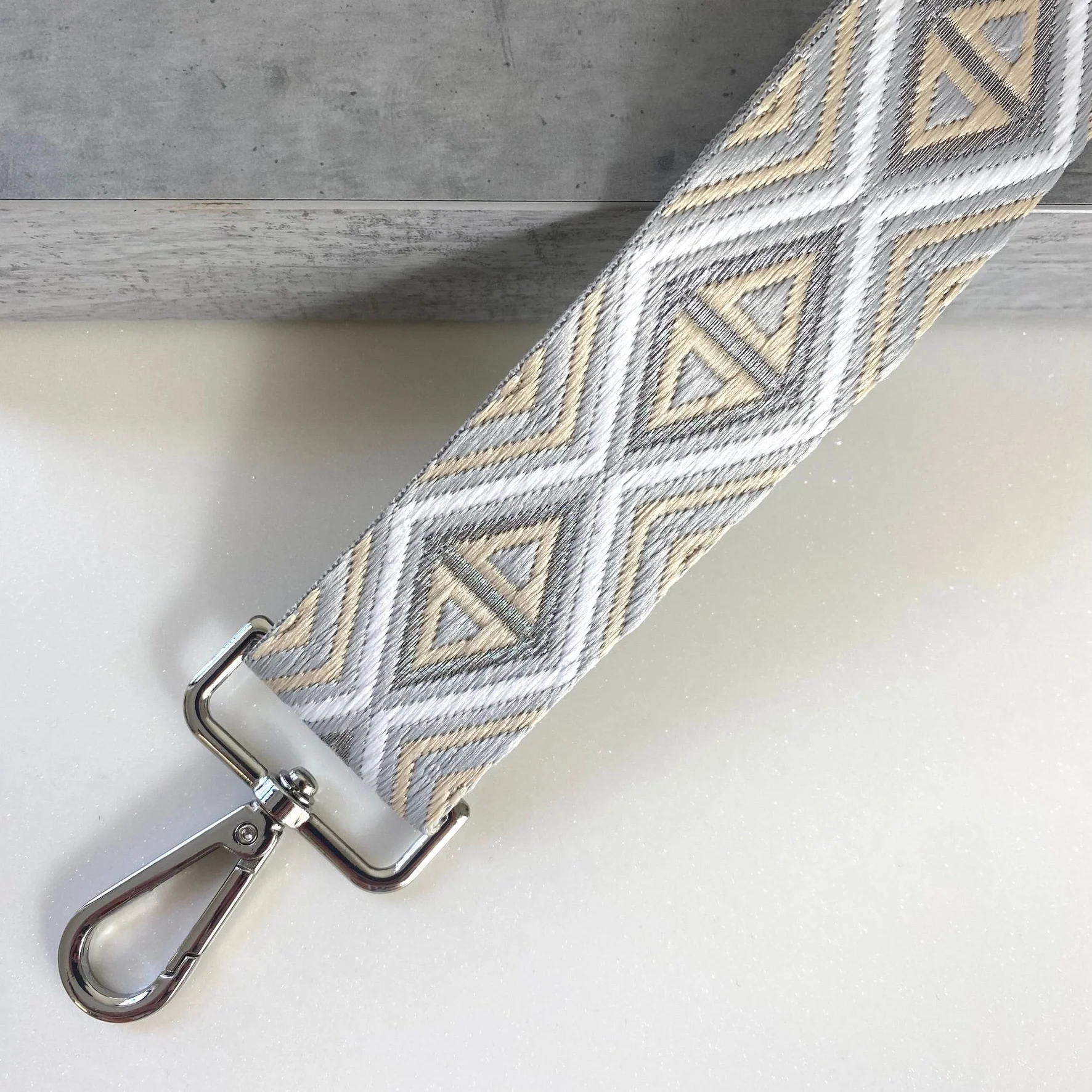 Grey & Cream Aztec Skinny Bag Strap