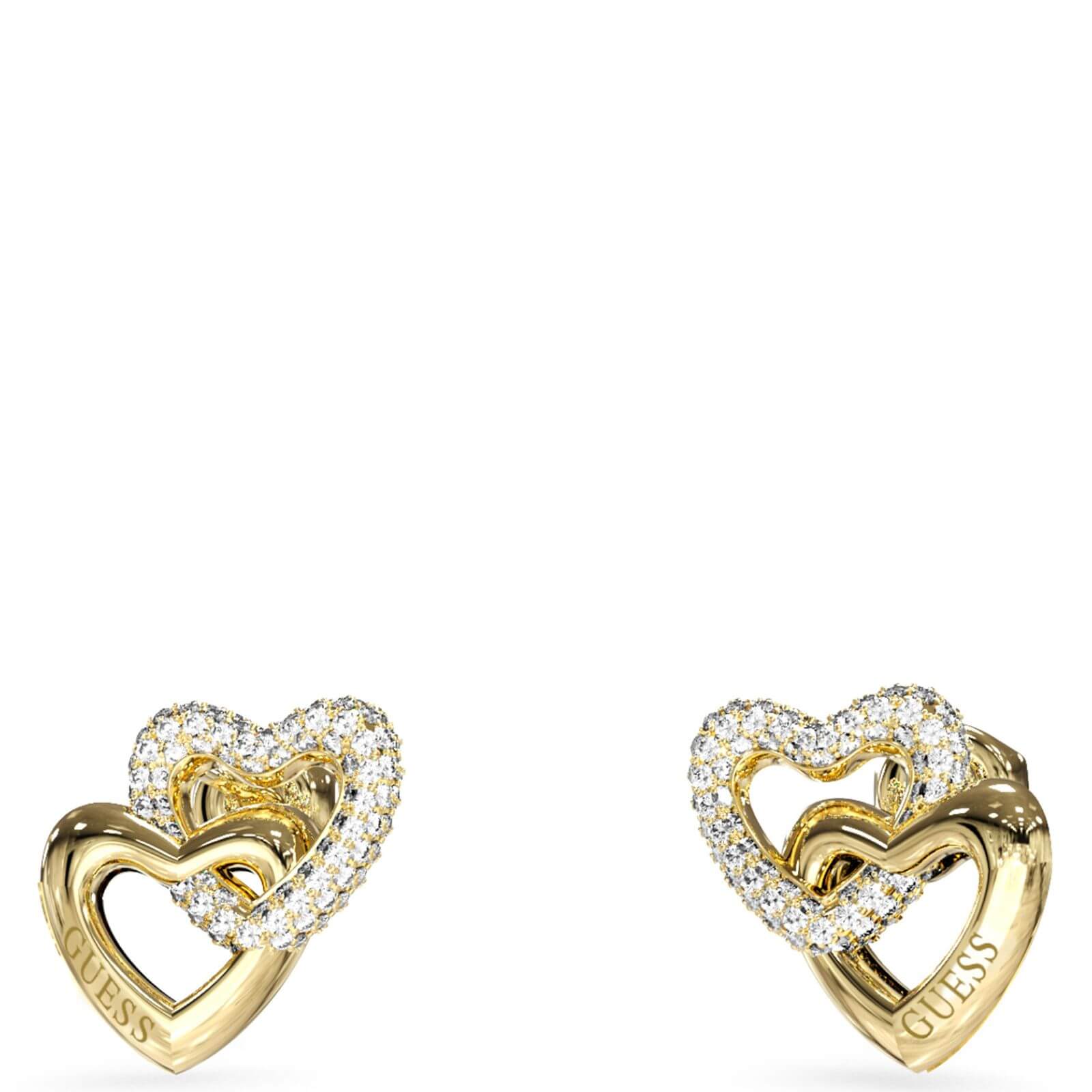 Guess Beloved Gold Heart Link Stud Earrings