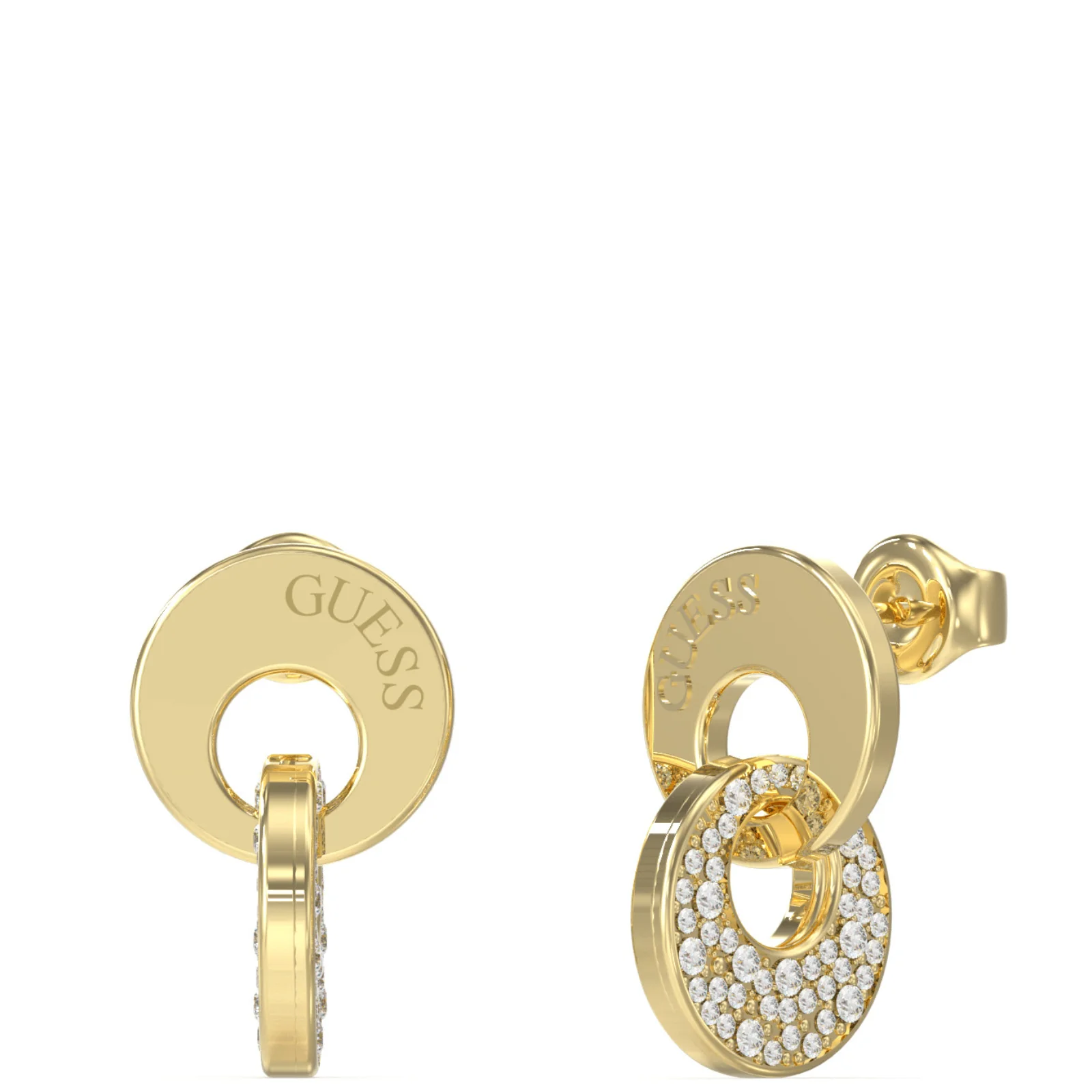 Guess Blooming Gold & Crystal Disc Drop Earrings