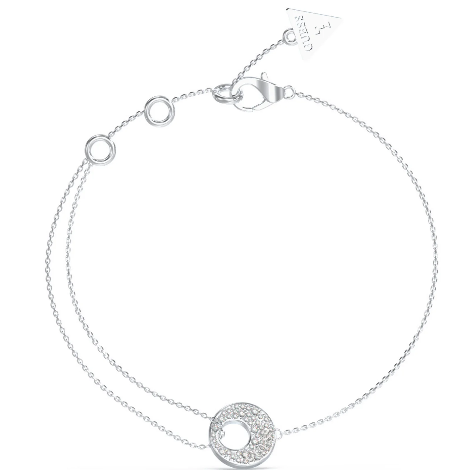 Guess Blooming Silver & Crystal Disc Double Chain Bracelet