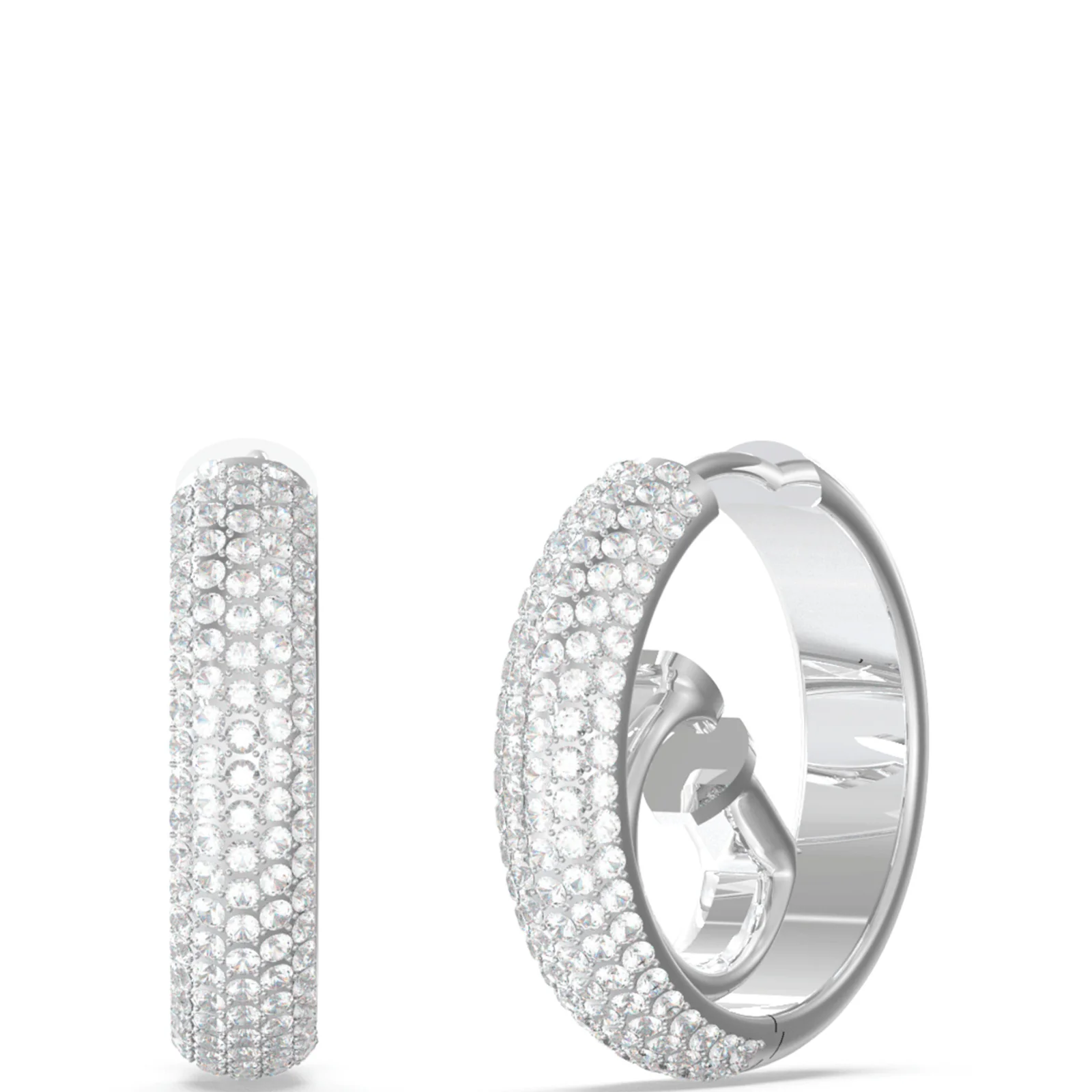 Guess Crazy Silver & Crystal Hoop G Logo Earrings