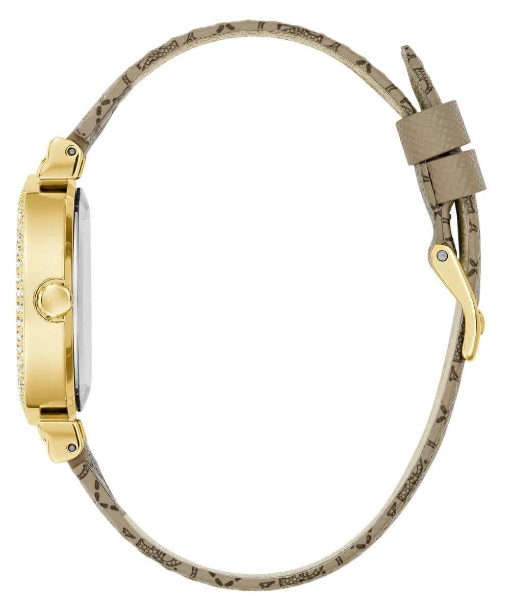Guess Ivy Gold & Beige Branded Strap Watch - Image 5