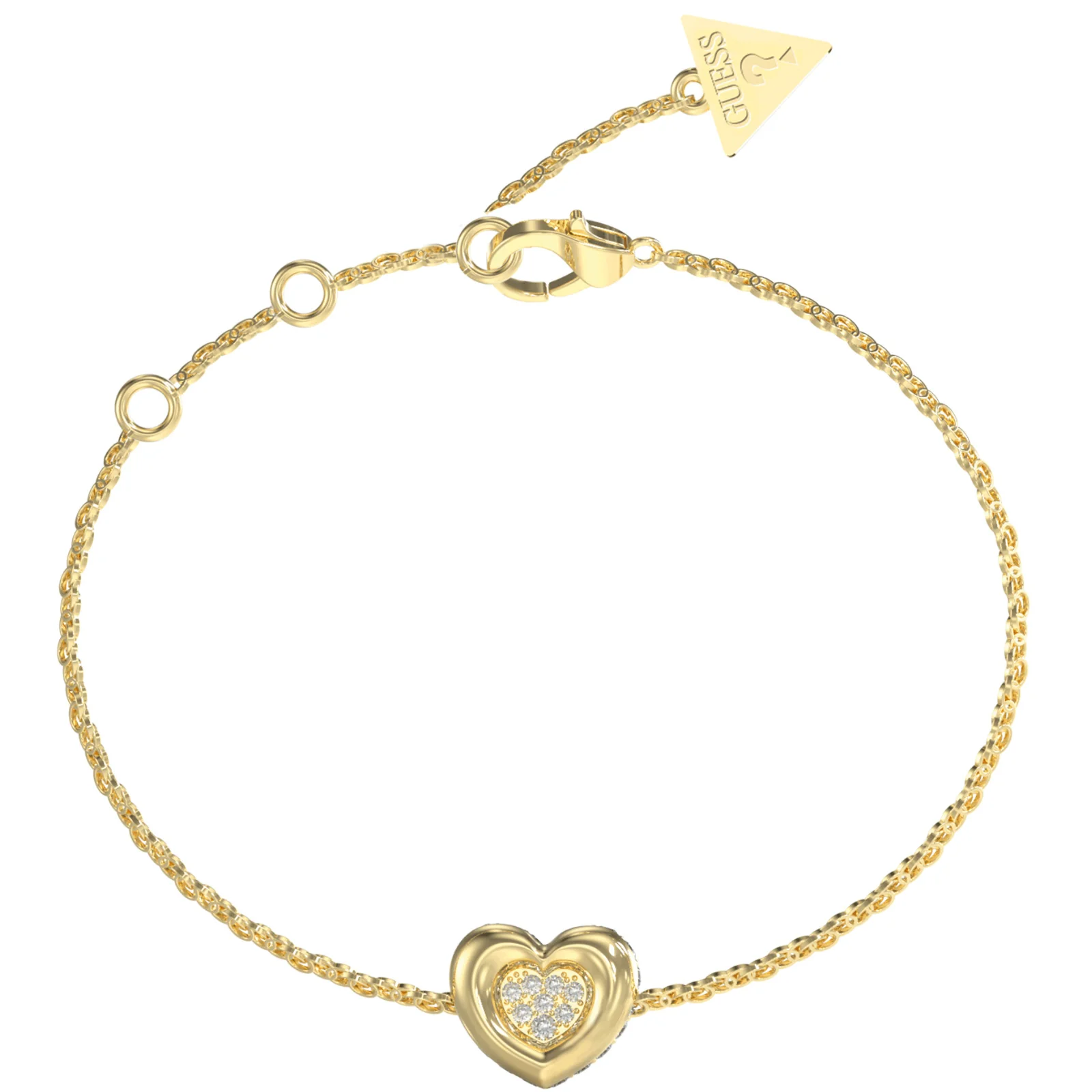 Guess Love Gold & Crystal Heart Pendant Bracelet