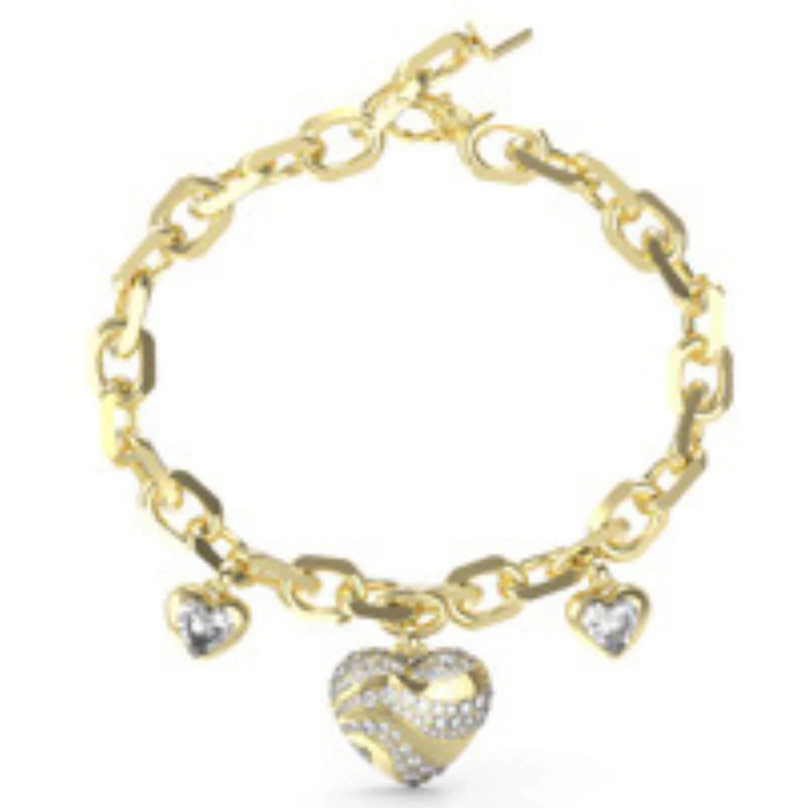Guess Multi Crystal Hearts Charm Bracelet