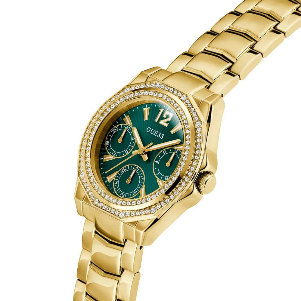 Guess Ritzy Gold & Green Watch - Image 3