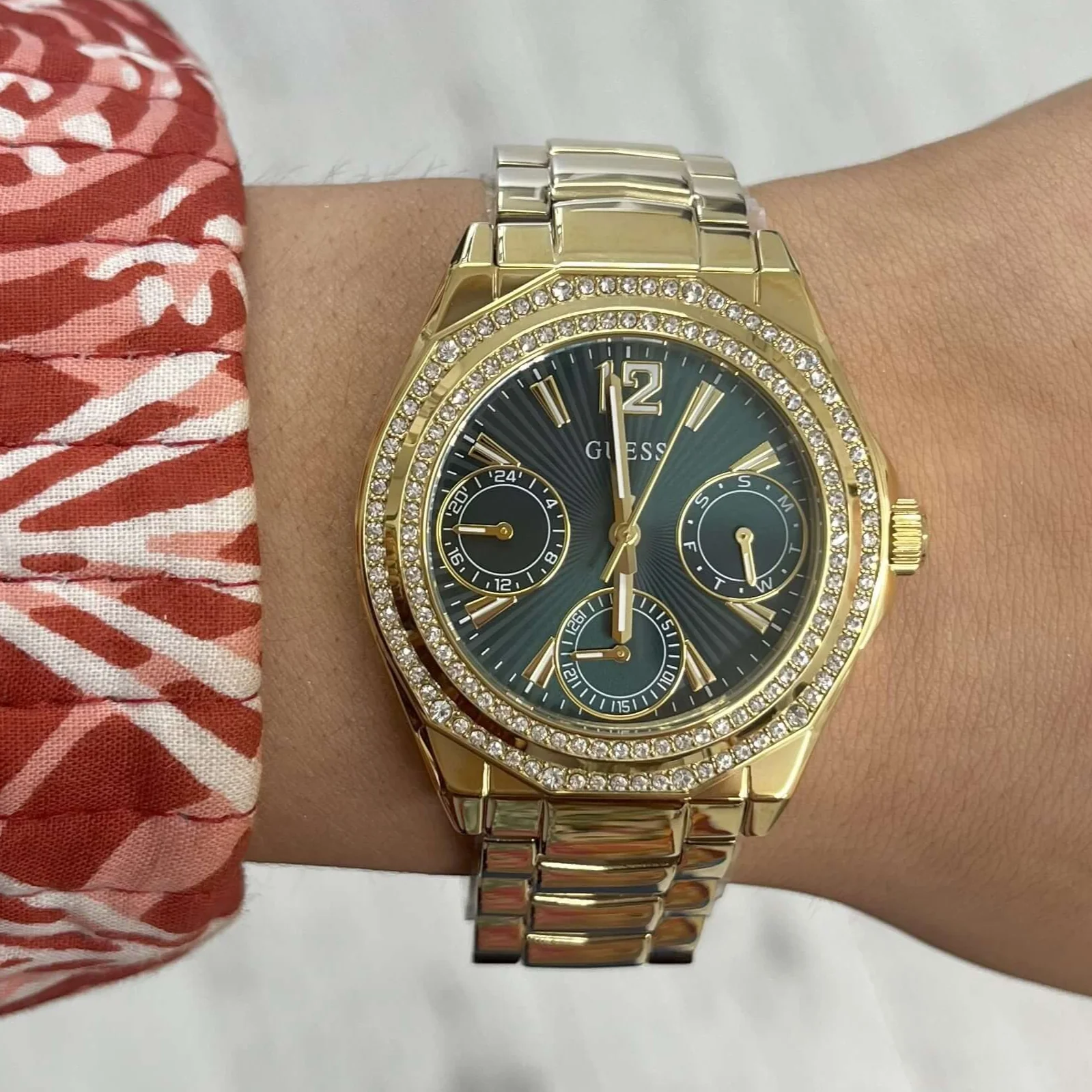 Guess Ritzy Gold & Green Watch - Image 6