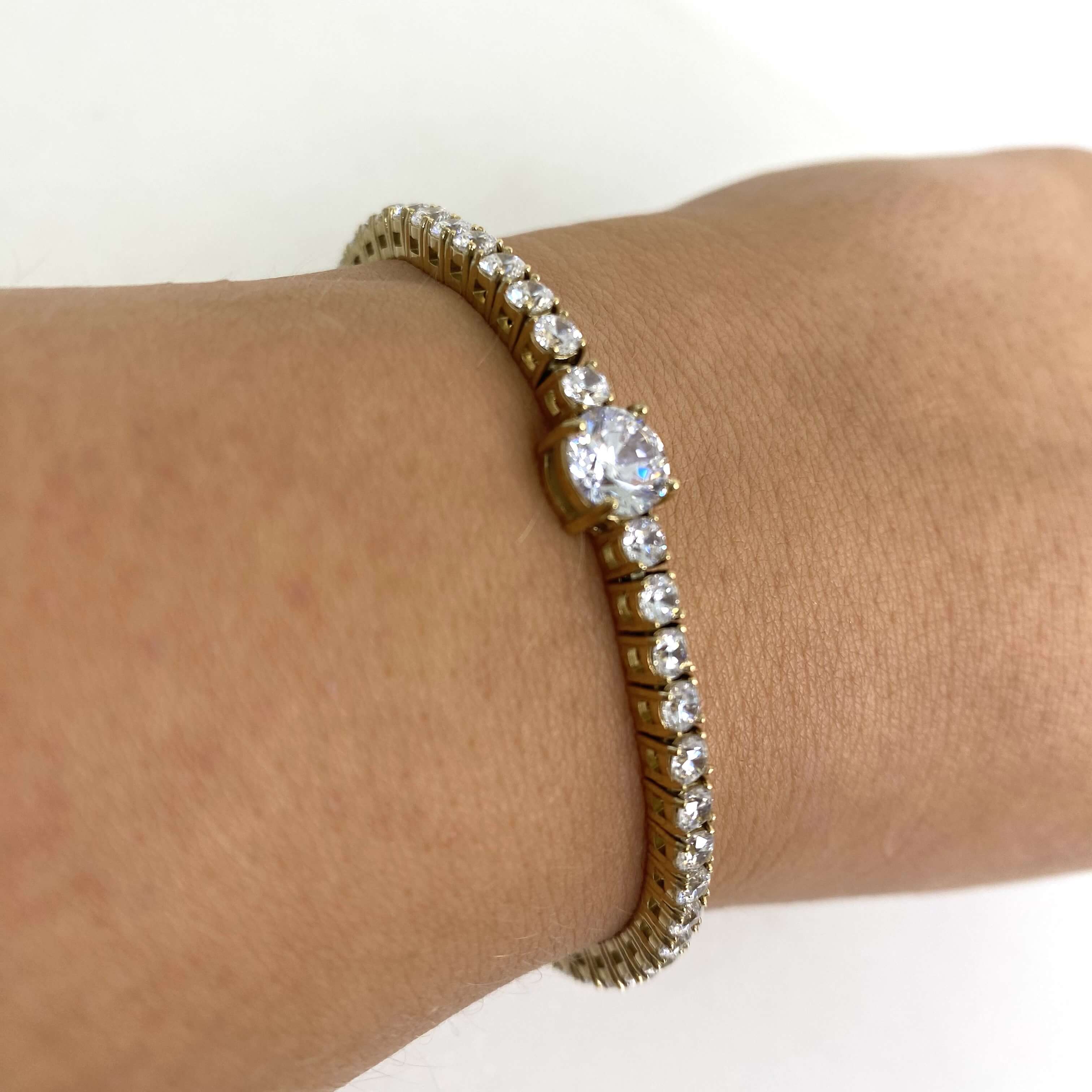 Guess Round Solitaire Gold Tennis Bracelet - Image 2