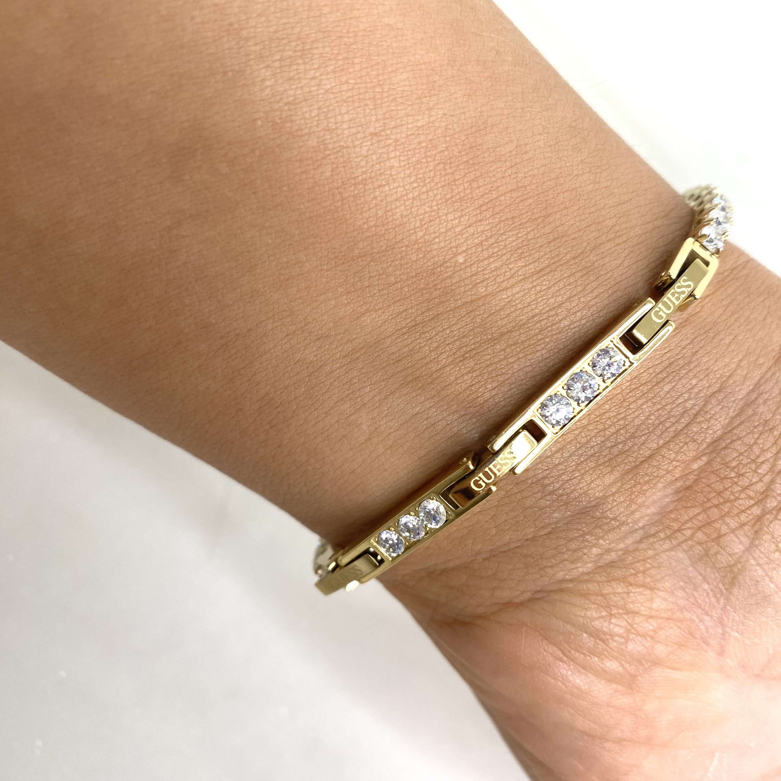 Guess Round Solitaire Gold Tennis Bracelet - Image 3