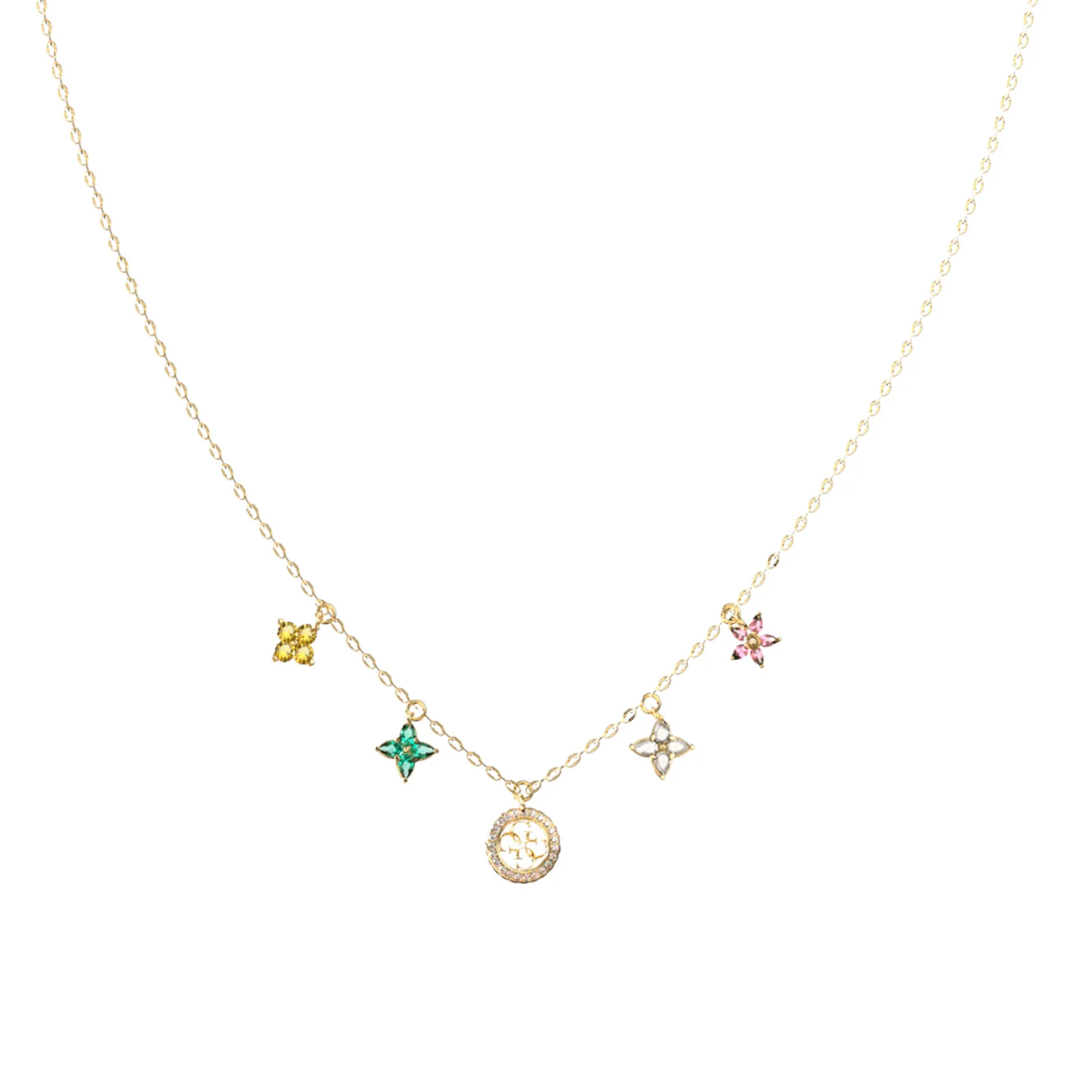 Guess Secret Garden Gold Flower Charm Necklace