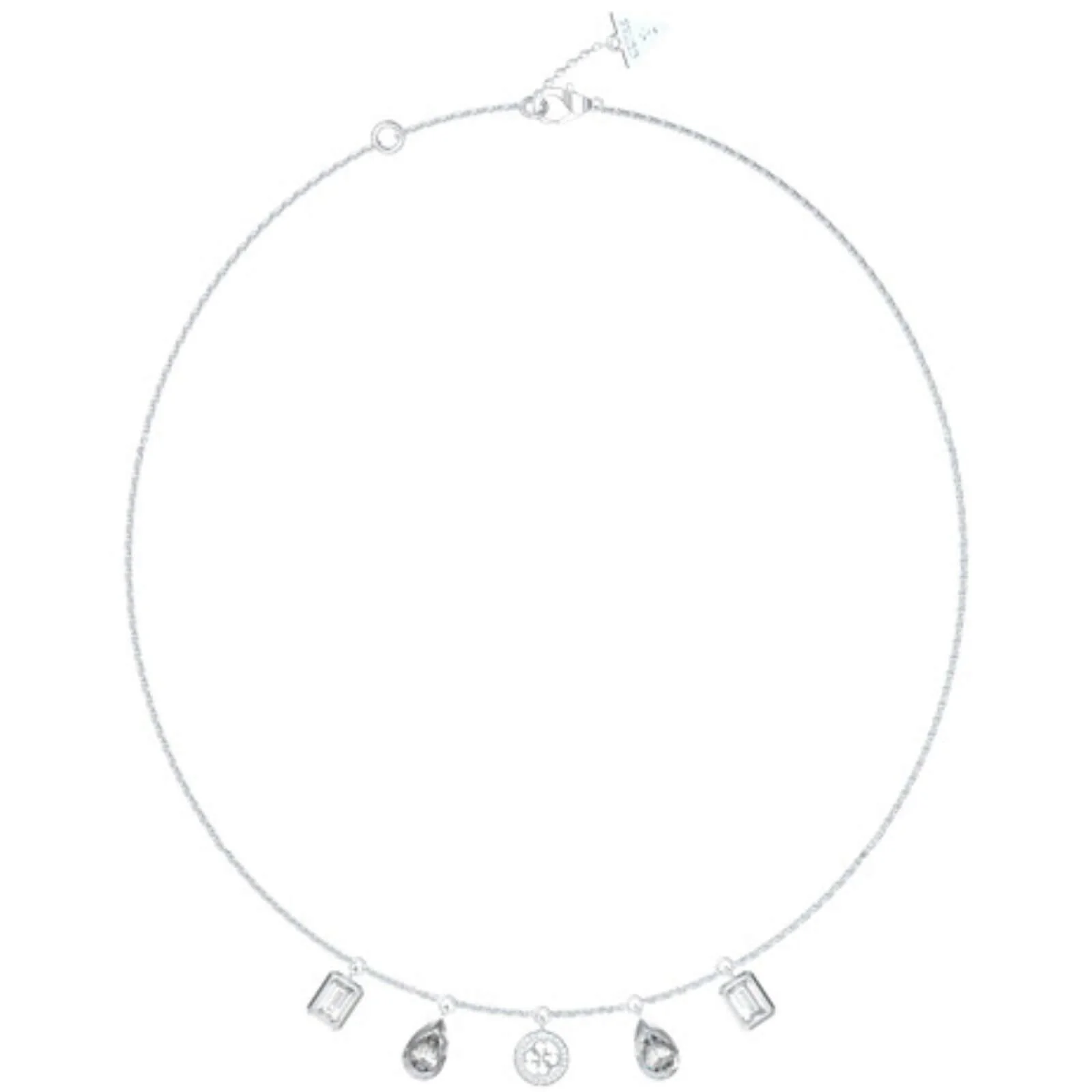 Guess Silver Light Crystal Charm Necklace - Image 2