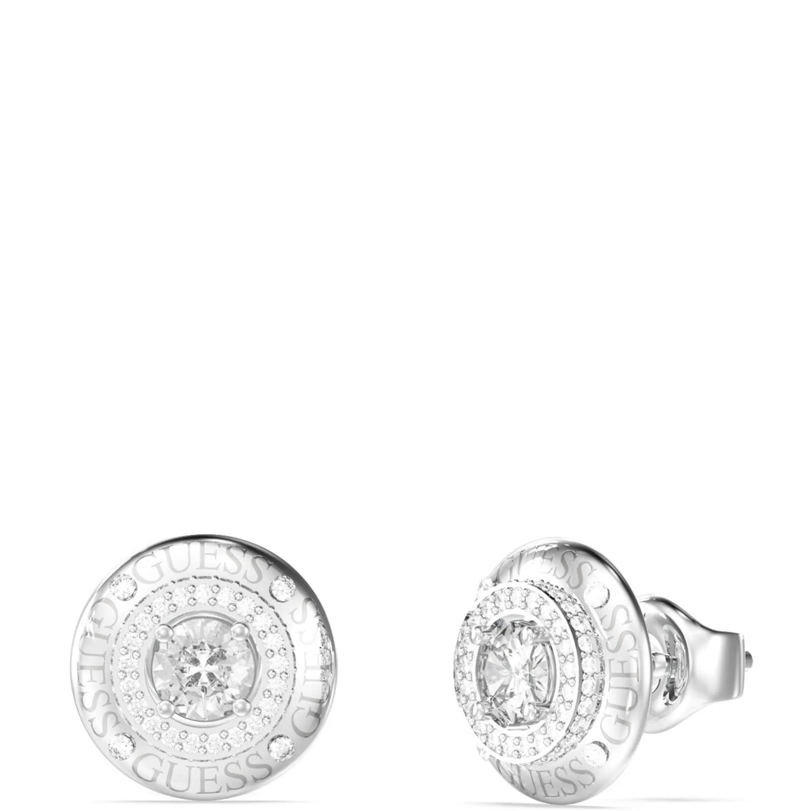 Guess Sparks Silver Coin Stud Earrings