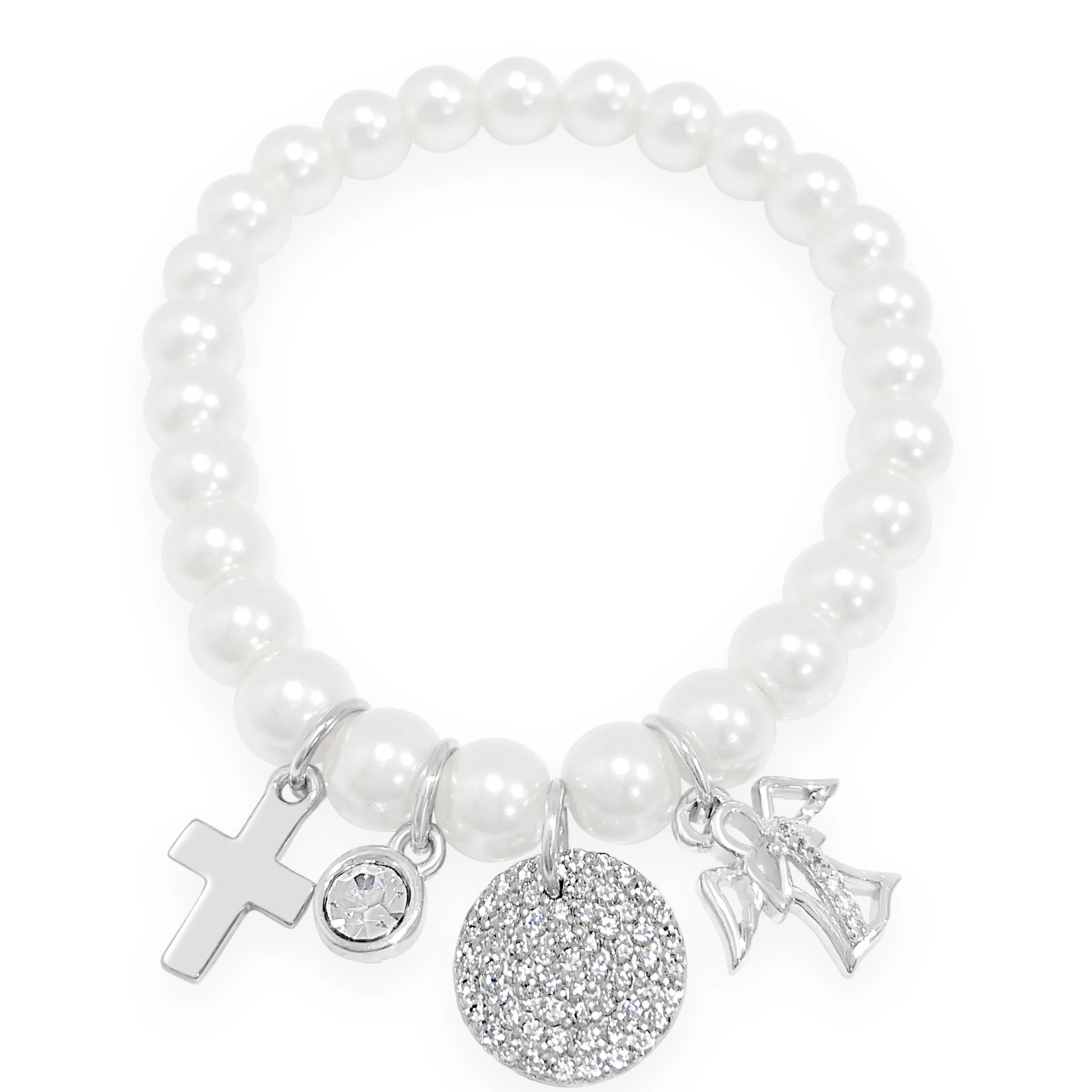 Absolute Kids Silver Pearl Bracelet