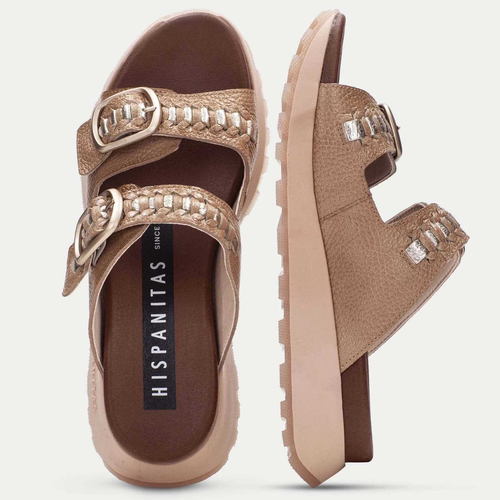 Hispanitas Almond Leather Slip On Sandals - Image 4