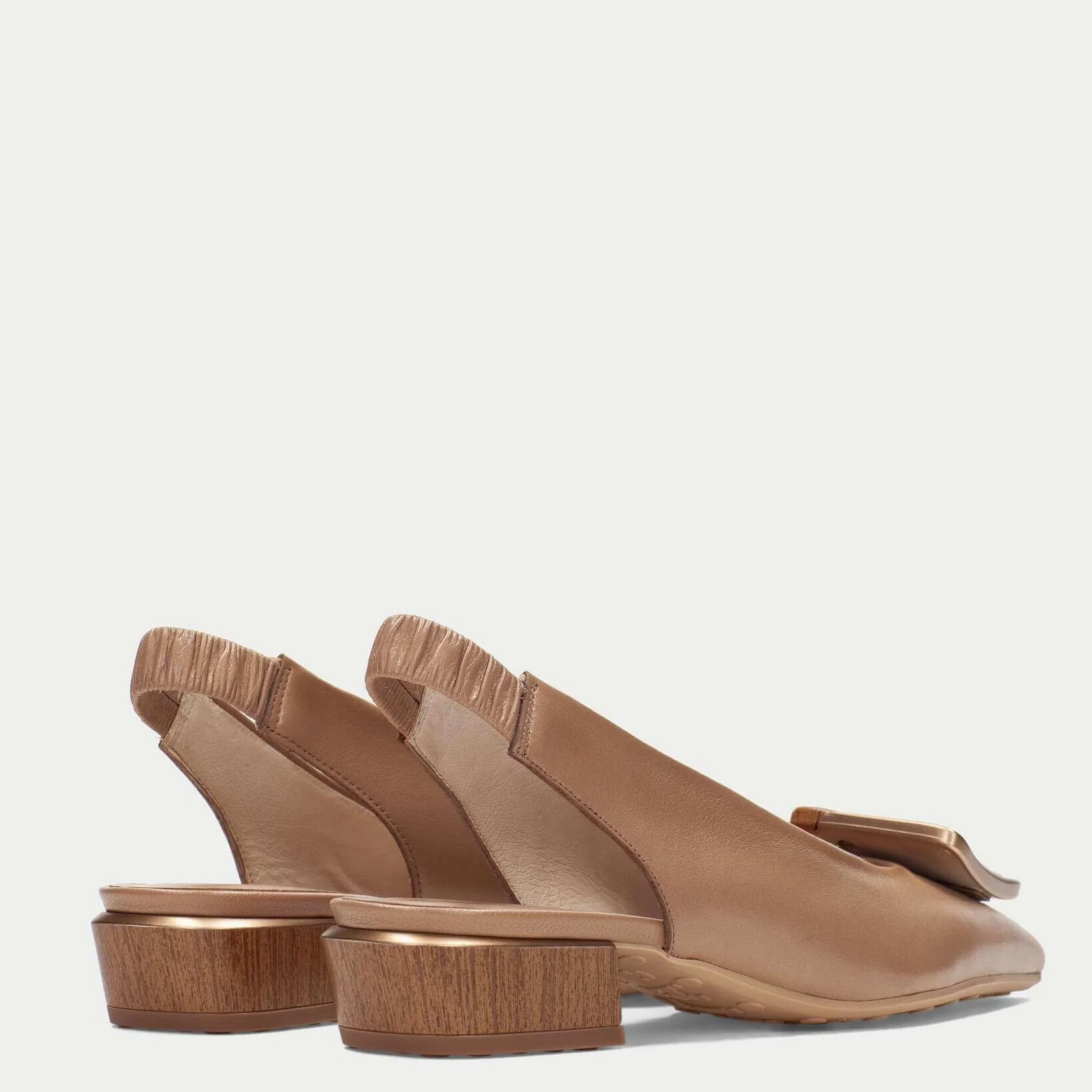 Hispanitas Almond Leather Small Heel Pointed Toe Sling Back Shoes - Image 3