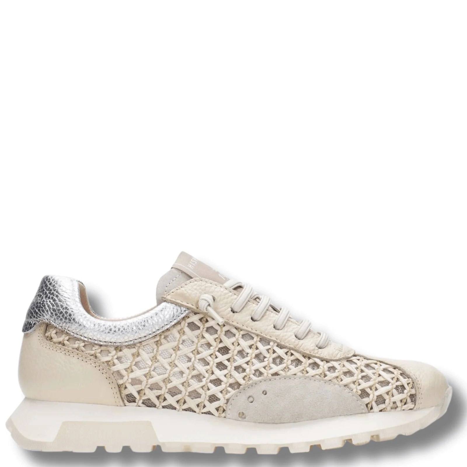 Hispanitas Beige Leather Woven Retro Sneakers