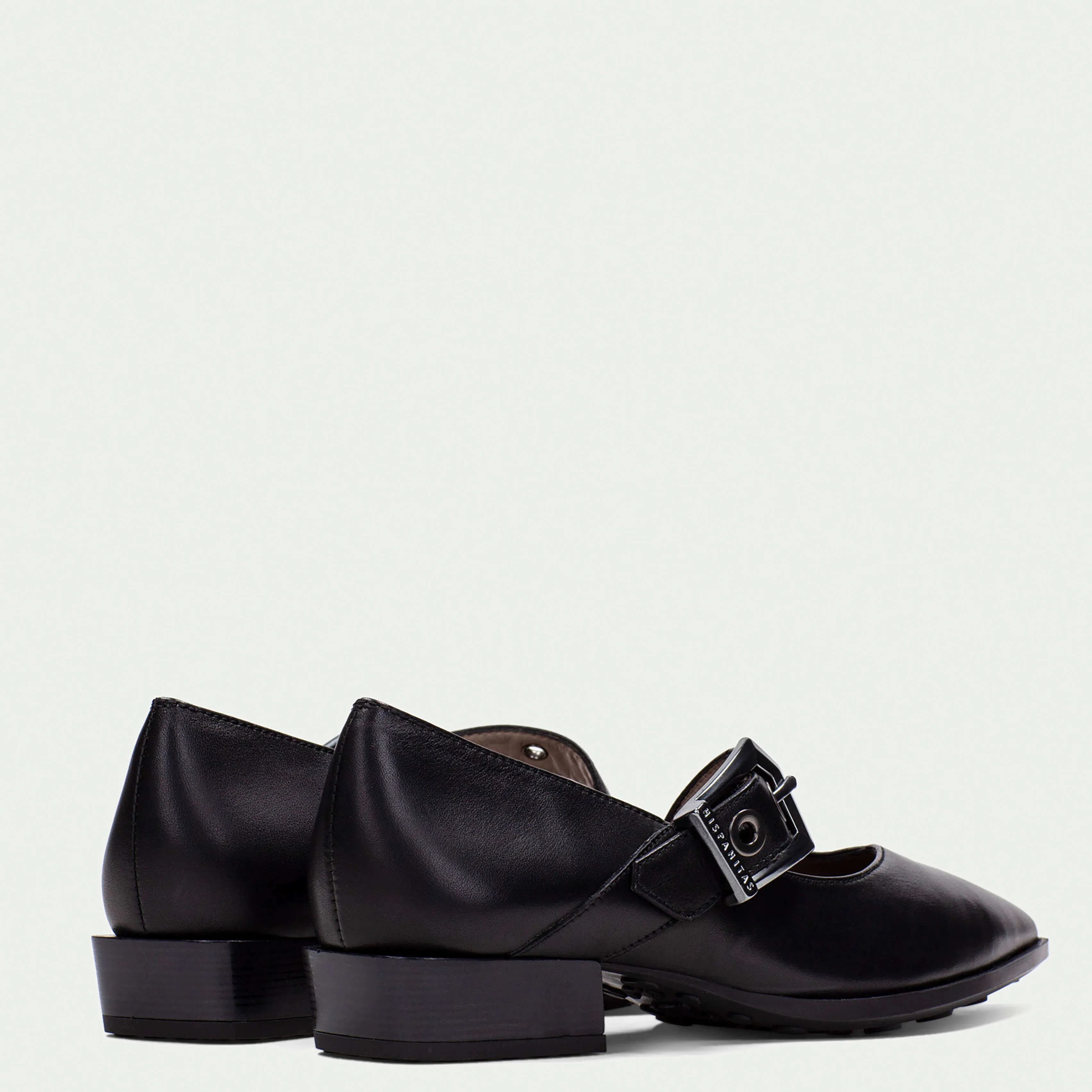 Hispanitas Black Leather Pointed Toe Flats - Image 3