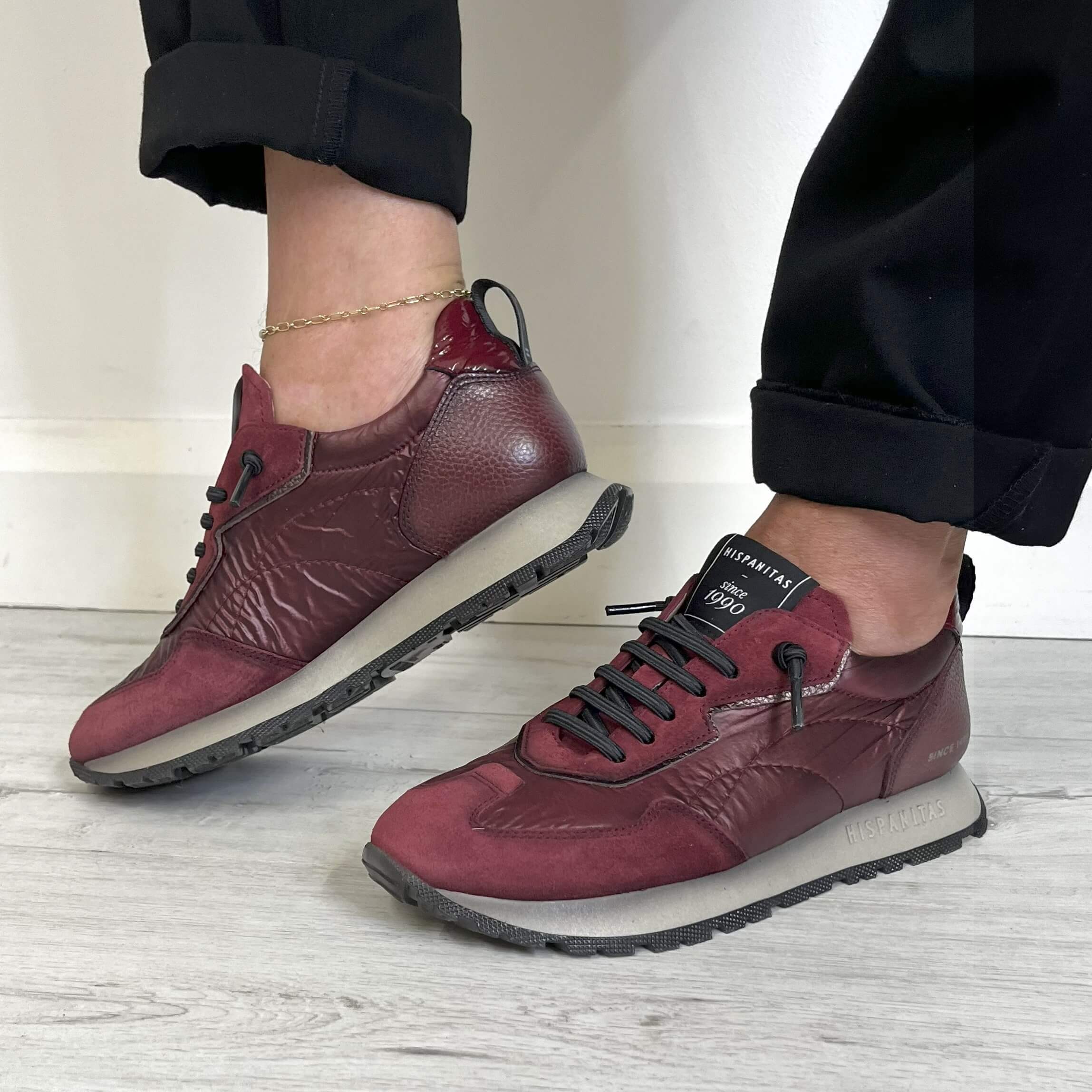 Hispanitas Dark Red Leather Sporty Sneakers - Image 5