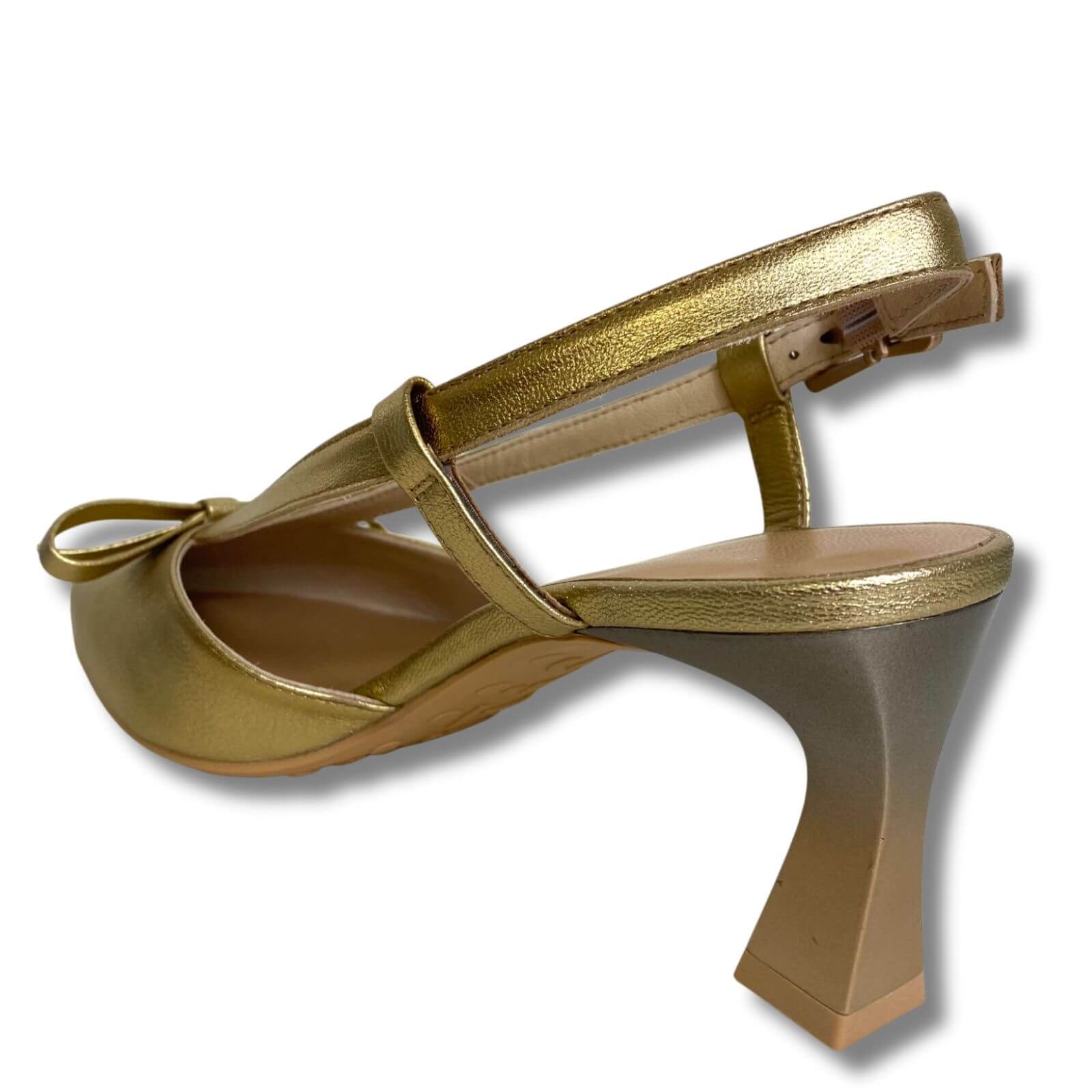 Hispanitas Gold Leather High Heel Pointed Toe Shoes - Image 3
