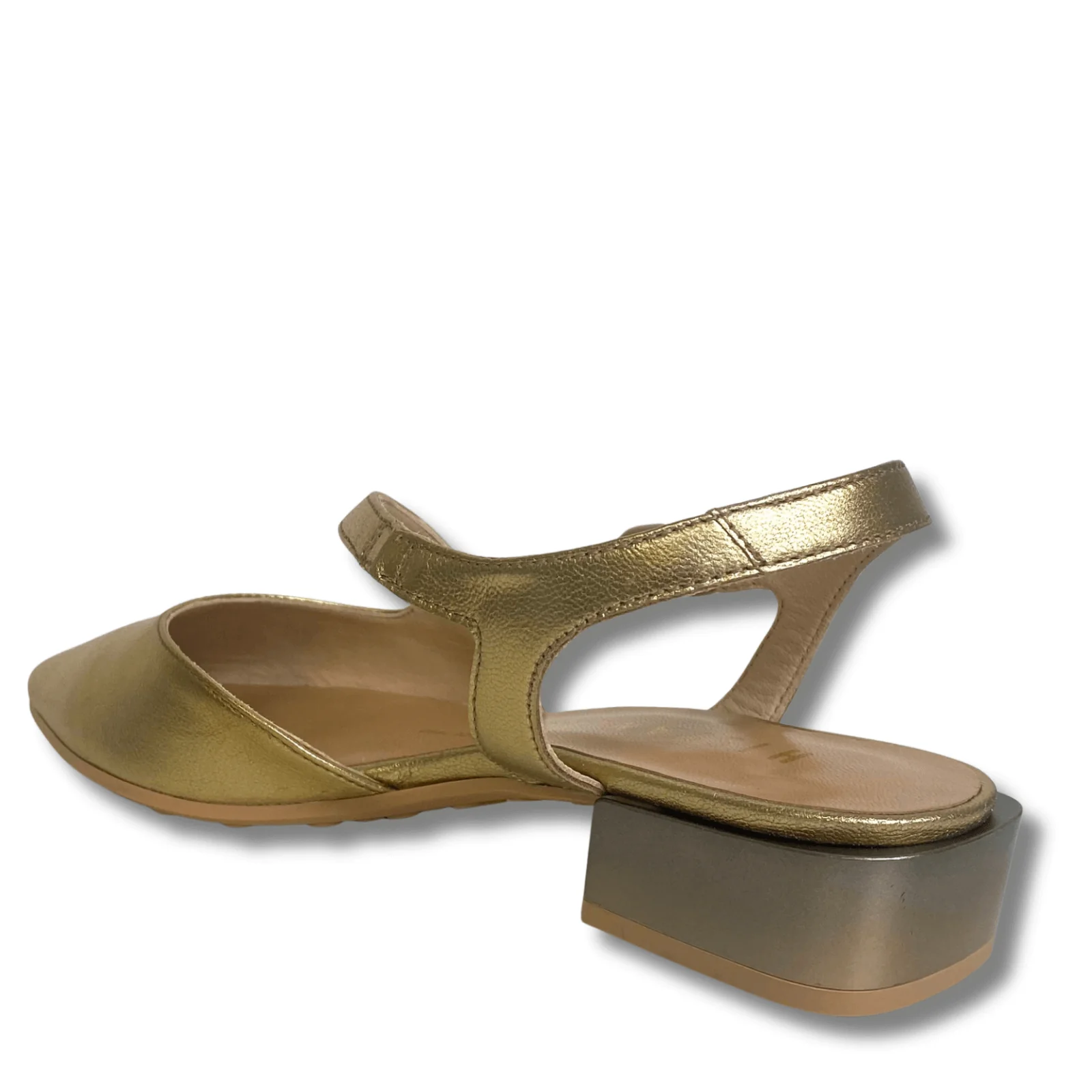 Hispanitas Gold Leather Strappy Pointed Toe Flat Shoes - Image 3