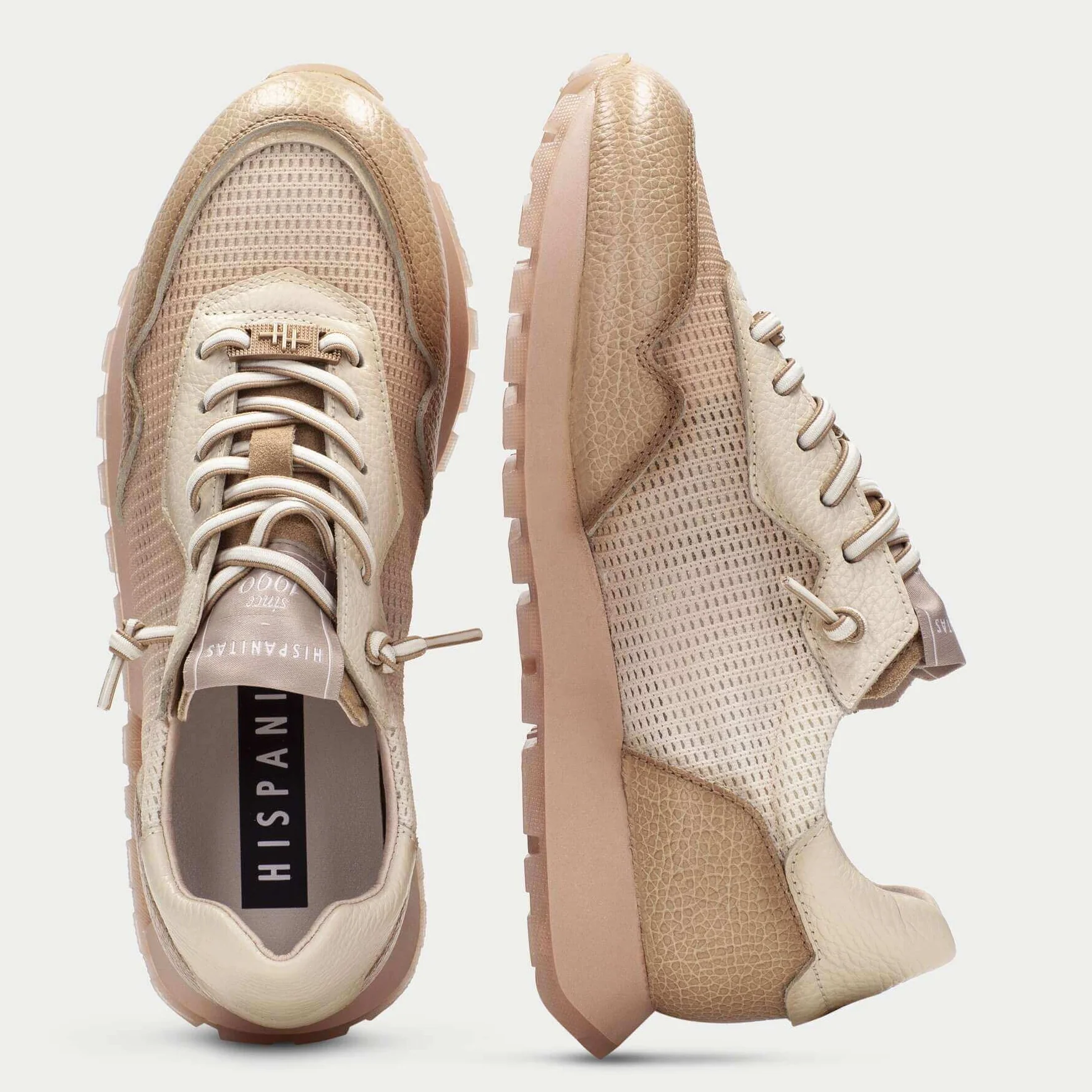 Hispanitas Neutral Leather Retro Sneakers - Image 3
