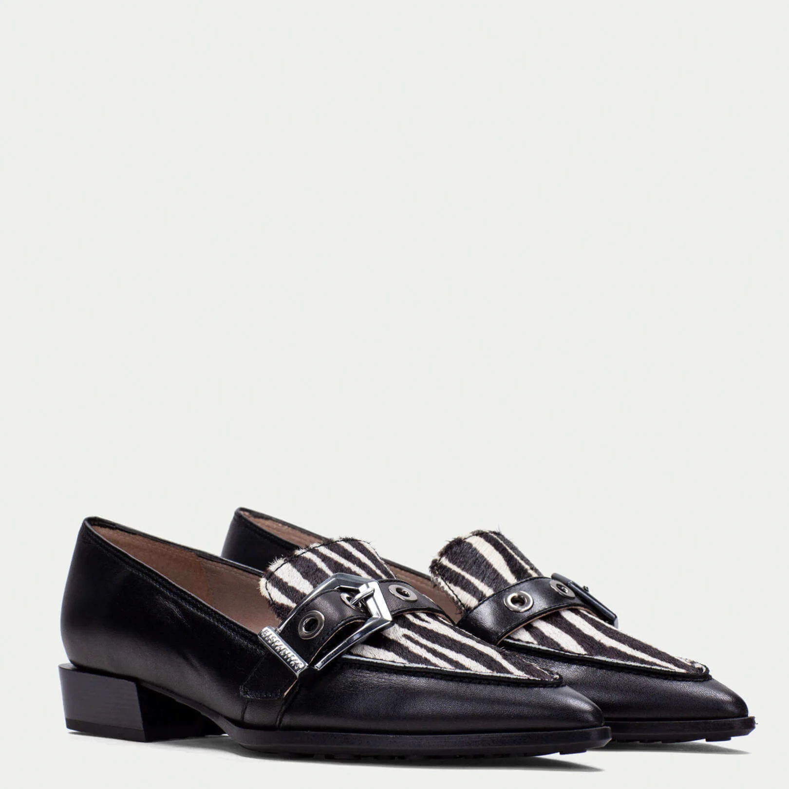 Hispanitas Zebra & Black Leather Pointed Toe Flats - Image 3