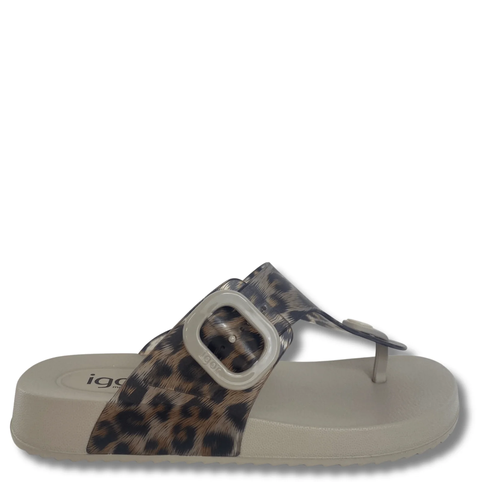 IGOR Bari Putty Leopard Toe Post Sandals