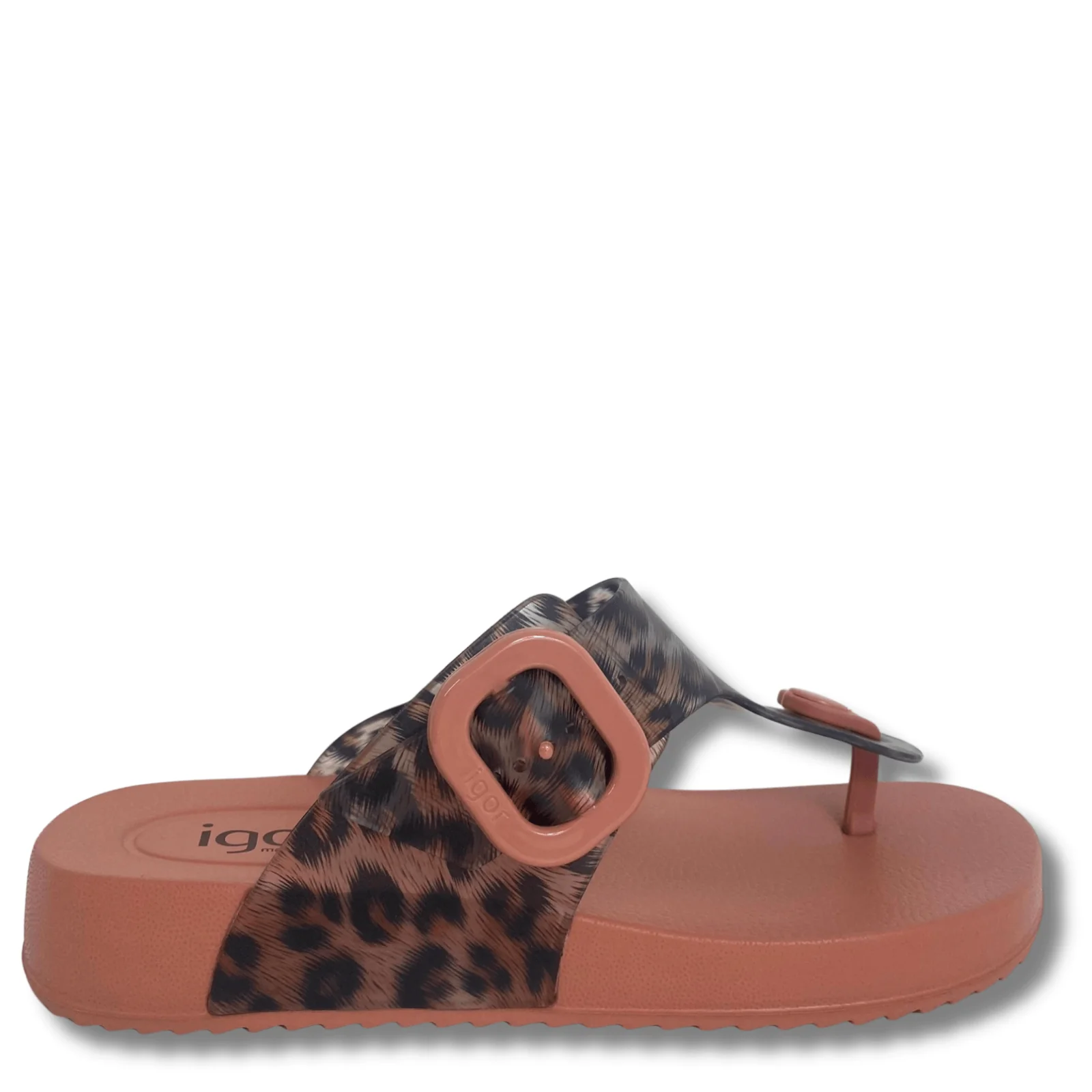 IGOR Bari Rust Leopard Toe Post Sandals