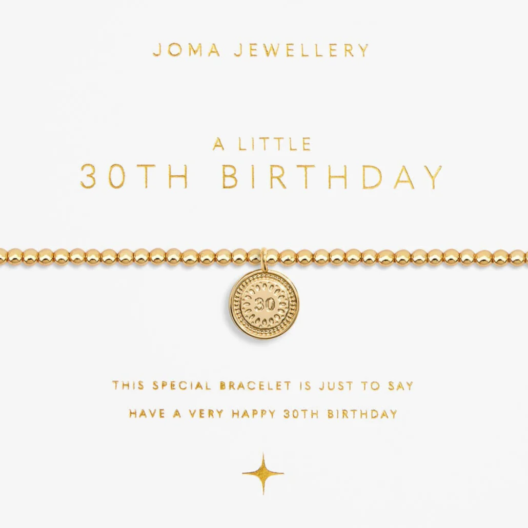 Joma Happy 30th Birthday Bracelet - Gold