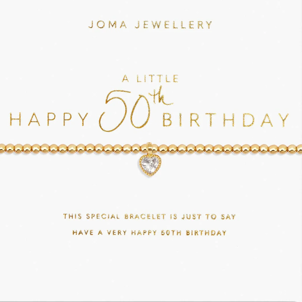 Joma Happy 50th Birthday Bracelet - Gold Heart