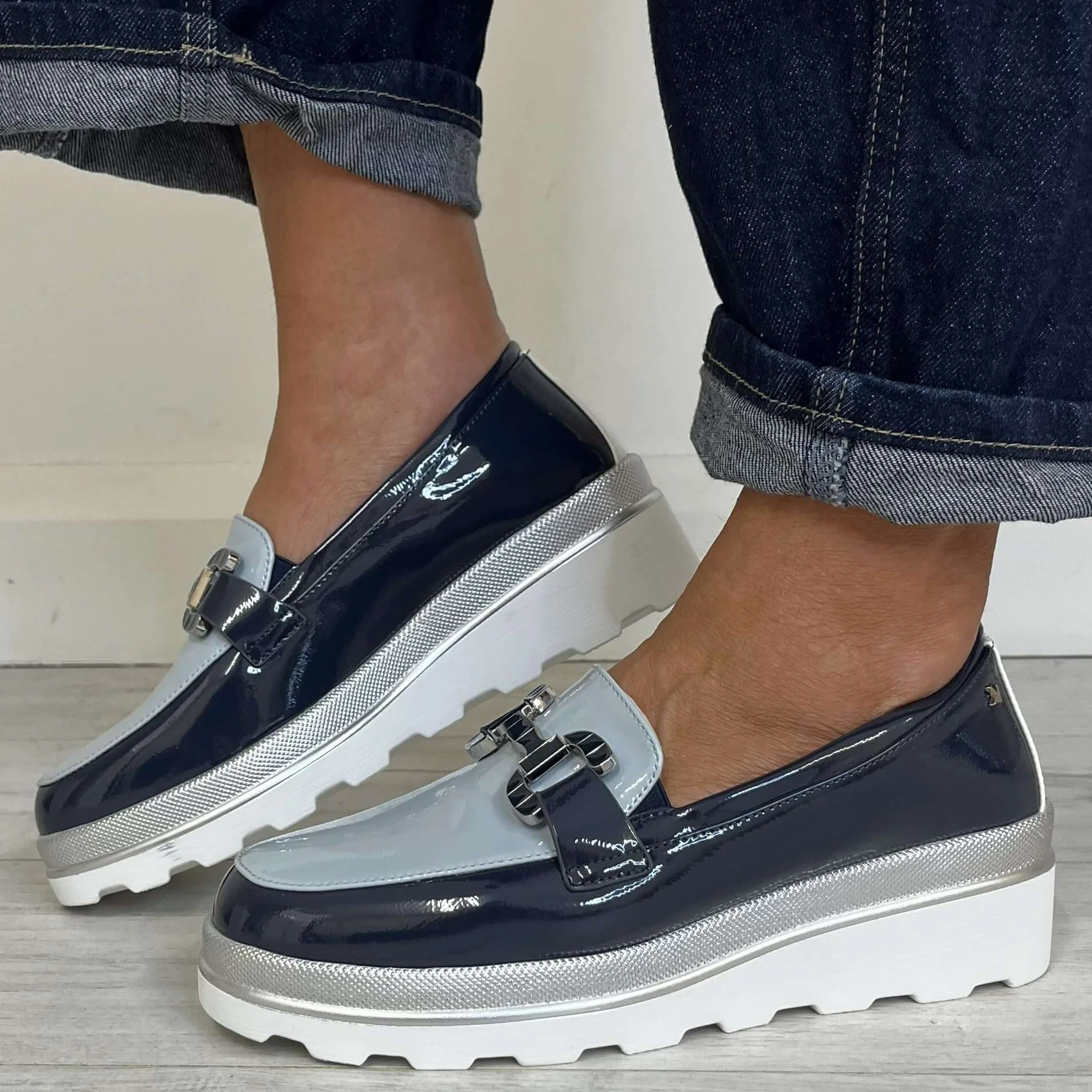 Kate Appleby Bladon Small Wedge Loafers - Navy - Image 3