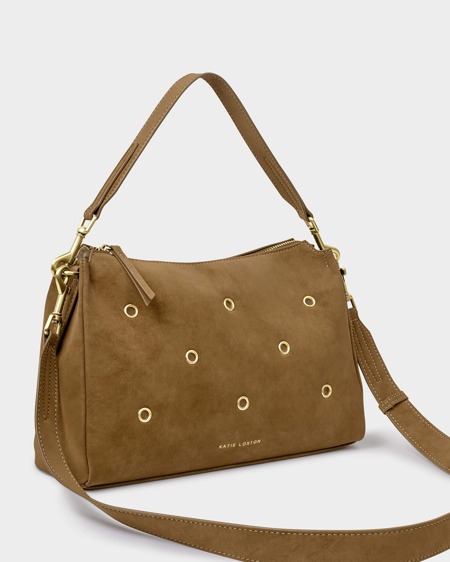 Katie Loxton Alize Shoulder Bag - Caramel Suedette - Image 2