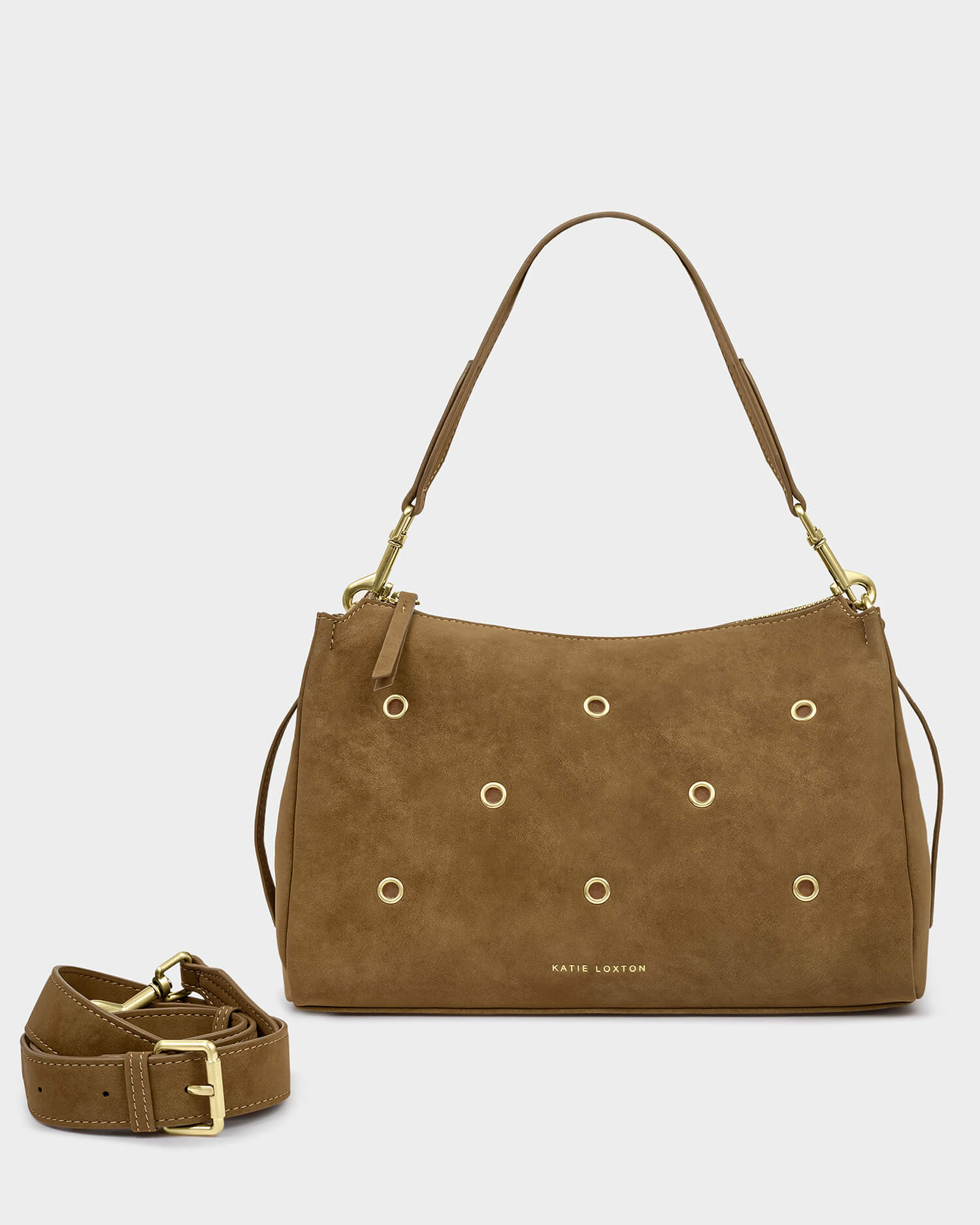 Katie Loxton Alize Shoulder Bag - Caramel Suedette - Image 3