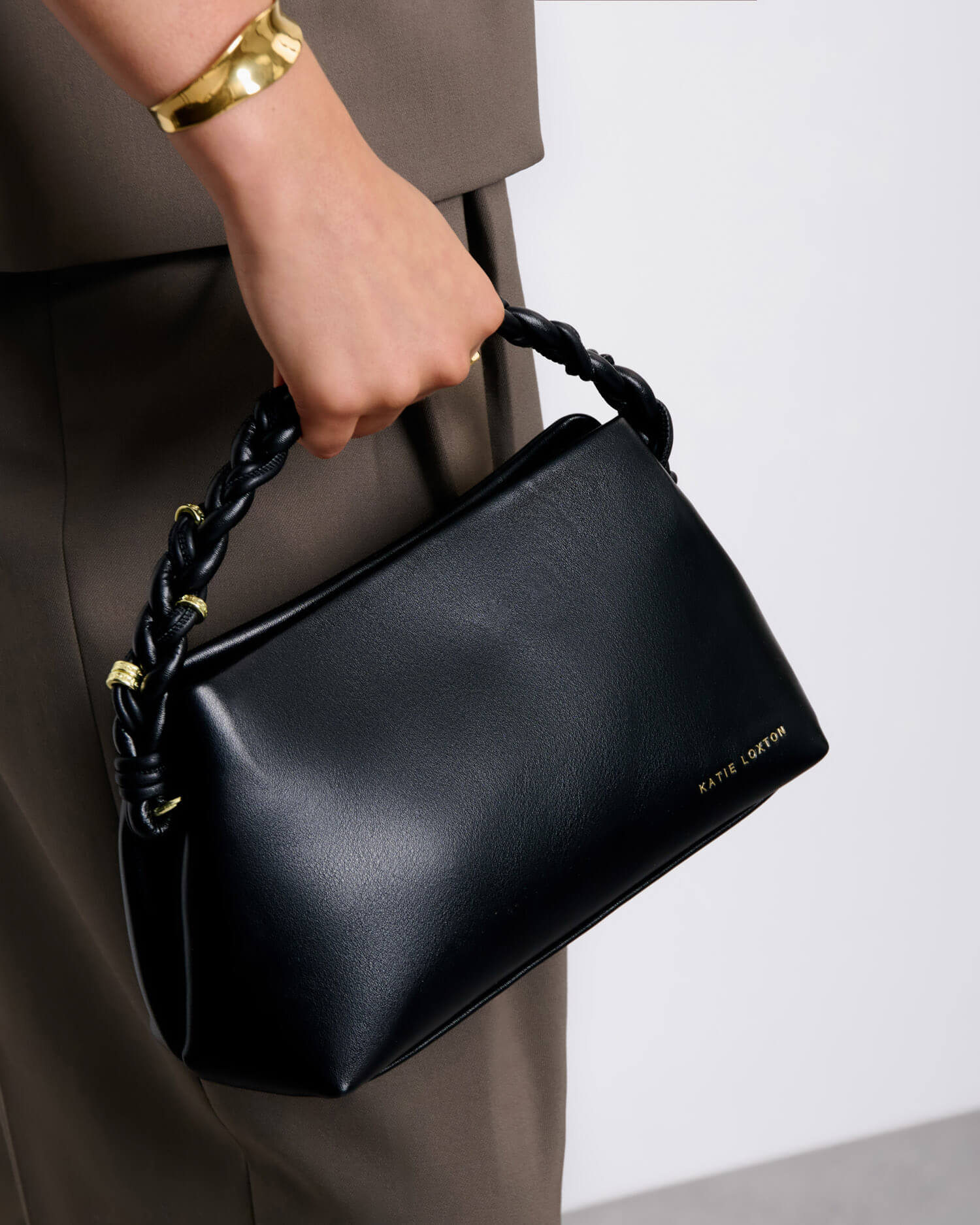 Katie Loxton Arden Braided Top Handle Bag - Black - Image 3