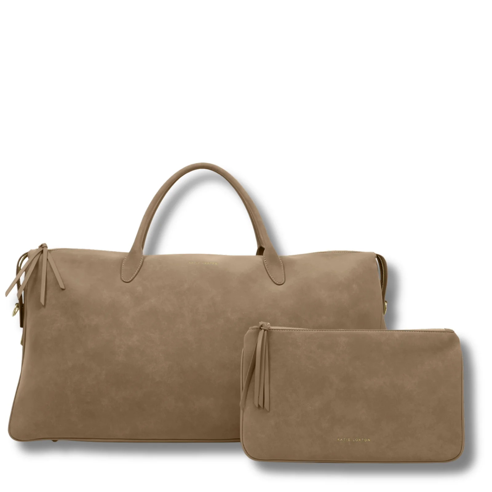 Katie Loxton Ascot Suedette Weekend Bag & Pouch Organiser - Taupe Suedette