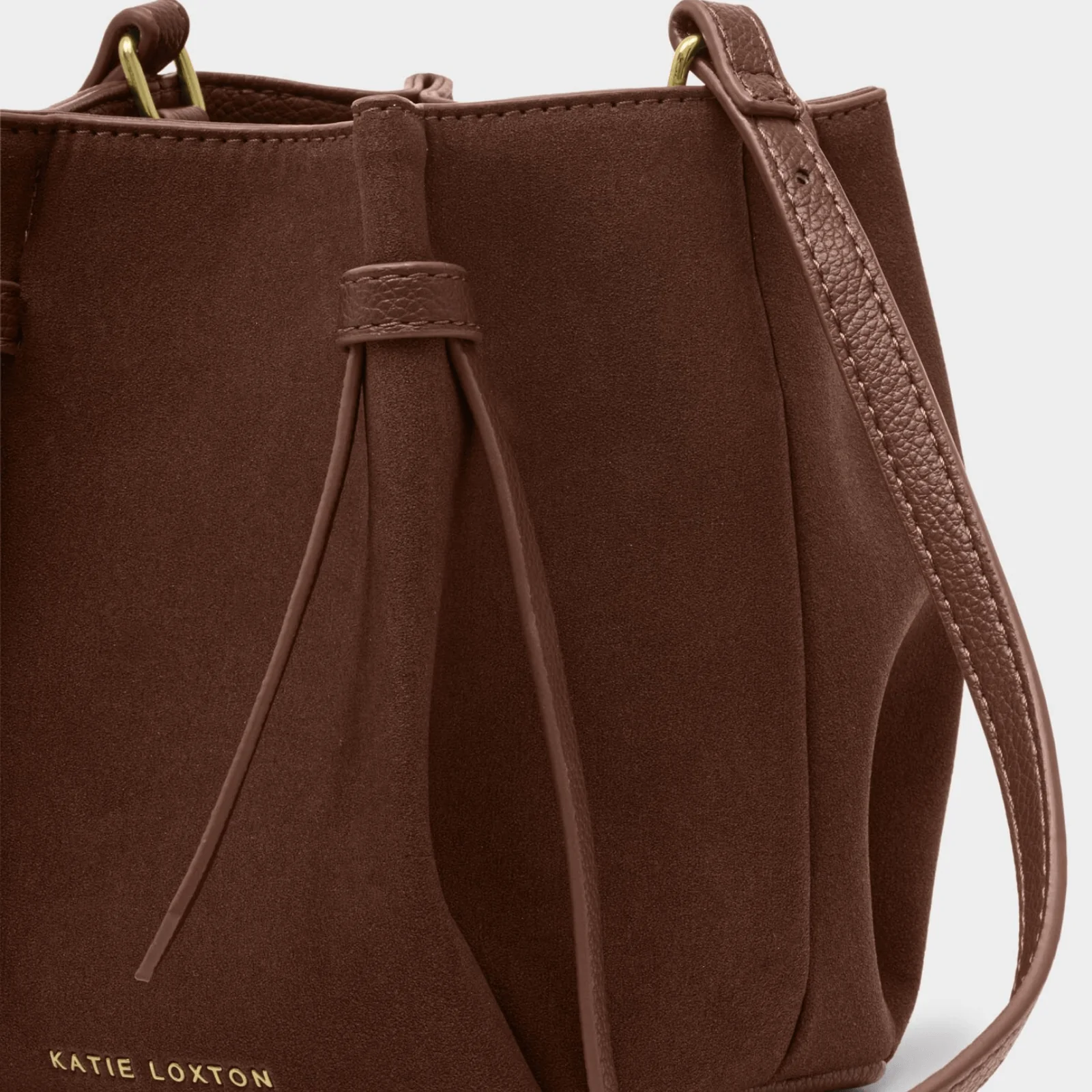 Katie Loxton Celina Mini Faux Suede Bucket Bag - Chocolate - Image 2