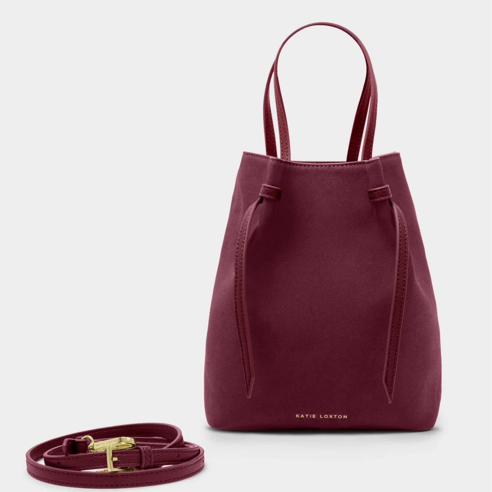 Katie Loxton Celina Suedette Bucket Bag - Cherry - Image 2