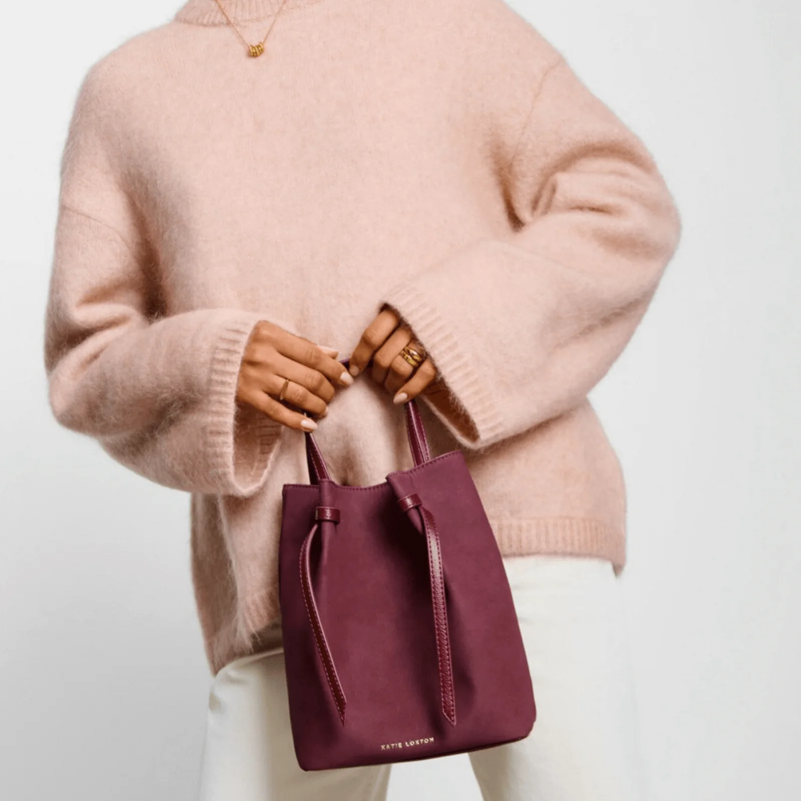 Katie Loxton Celina Suedette Bucket Bag - Cherry - Image 4