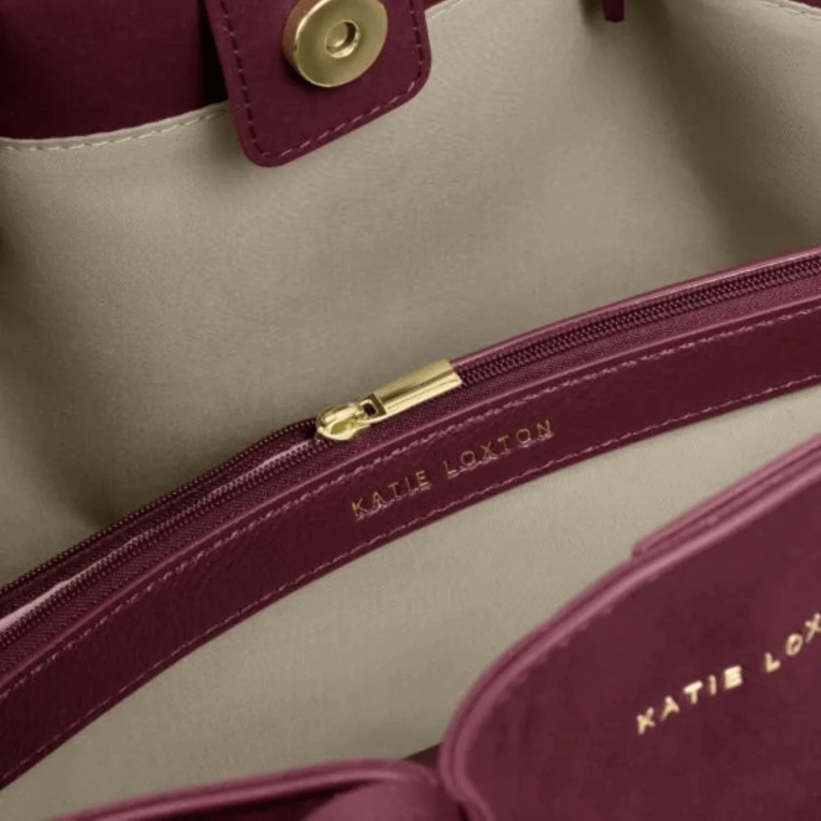 Katie Loxton Celina Suedette Small Tote Bag - Cherry - Image 2