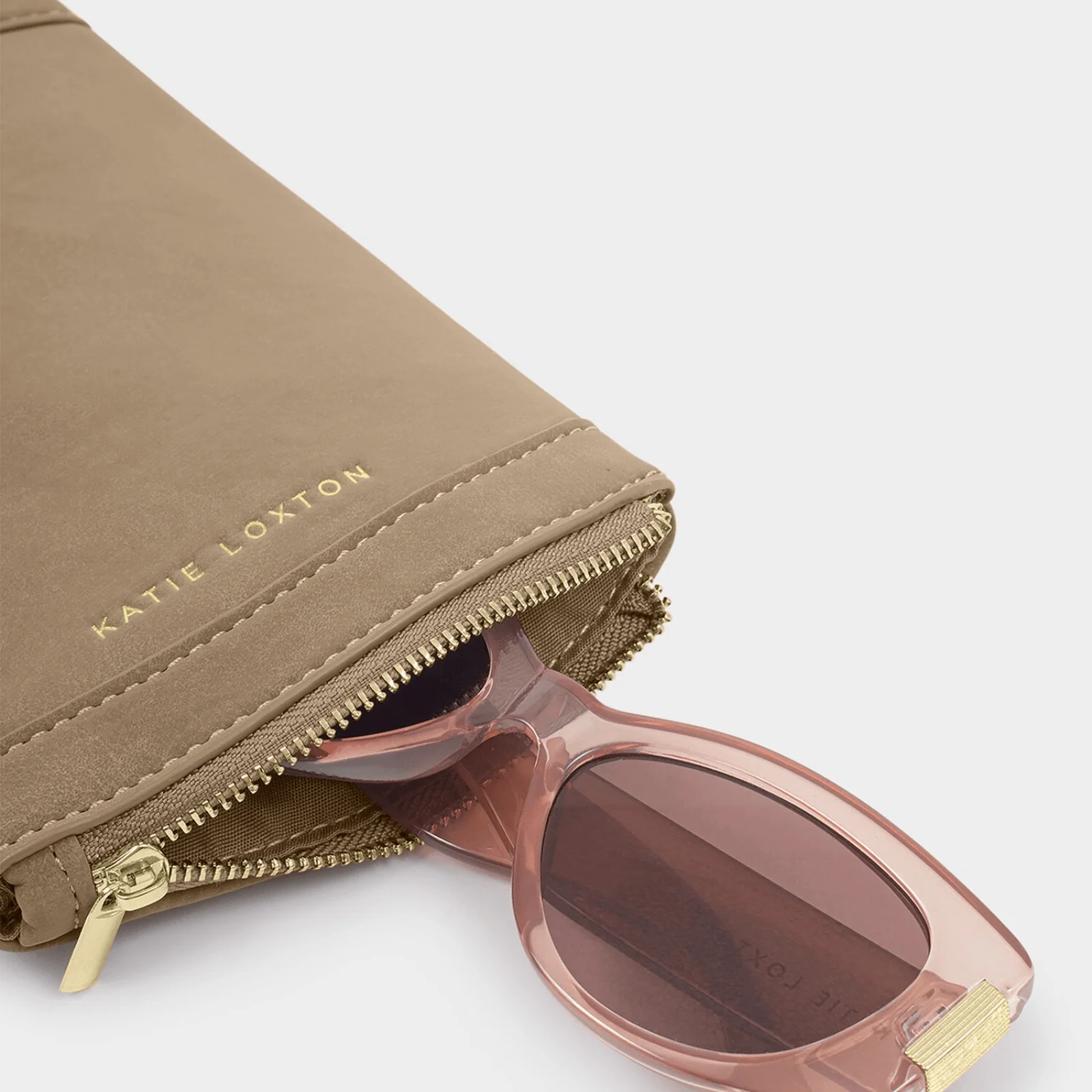 Katie Loxton Clip On Sunglasses Case - Taupe Suedette - Image 3