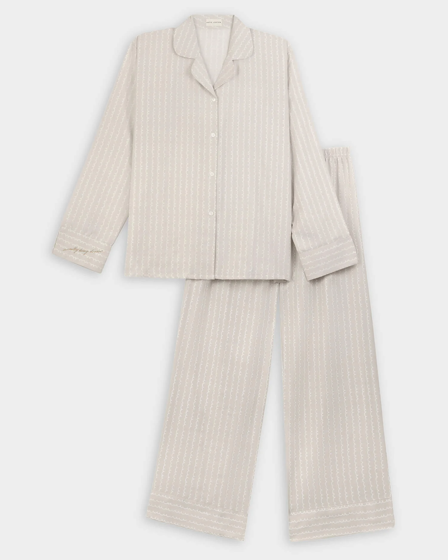 Katie Loxton 'Currently Living Dreams' Taupe Striped Pyjamas - Image 3