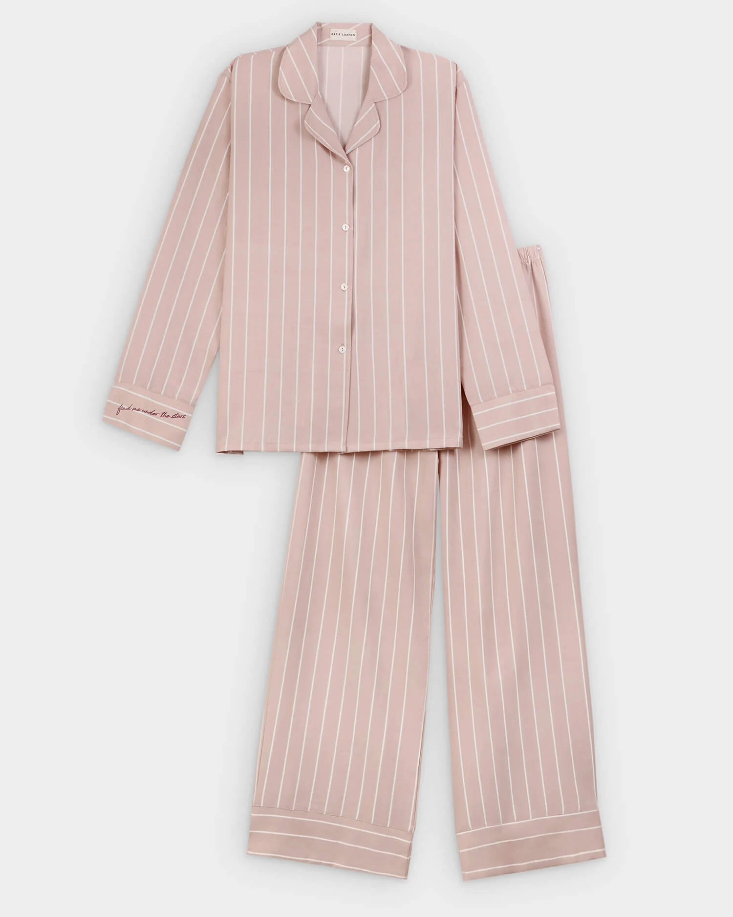 Katie Loxton 'Find Me Under the Stars' Pink Striped Pyjamas - Image 3