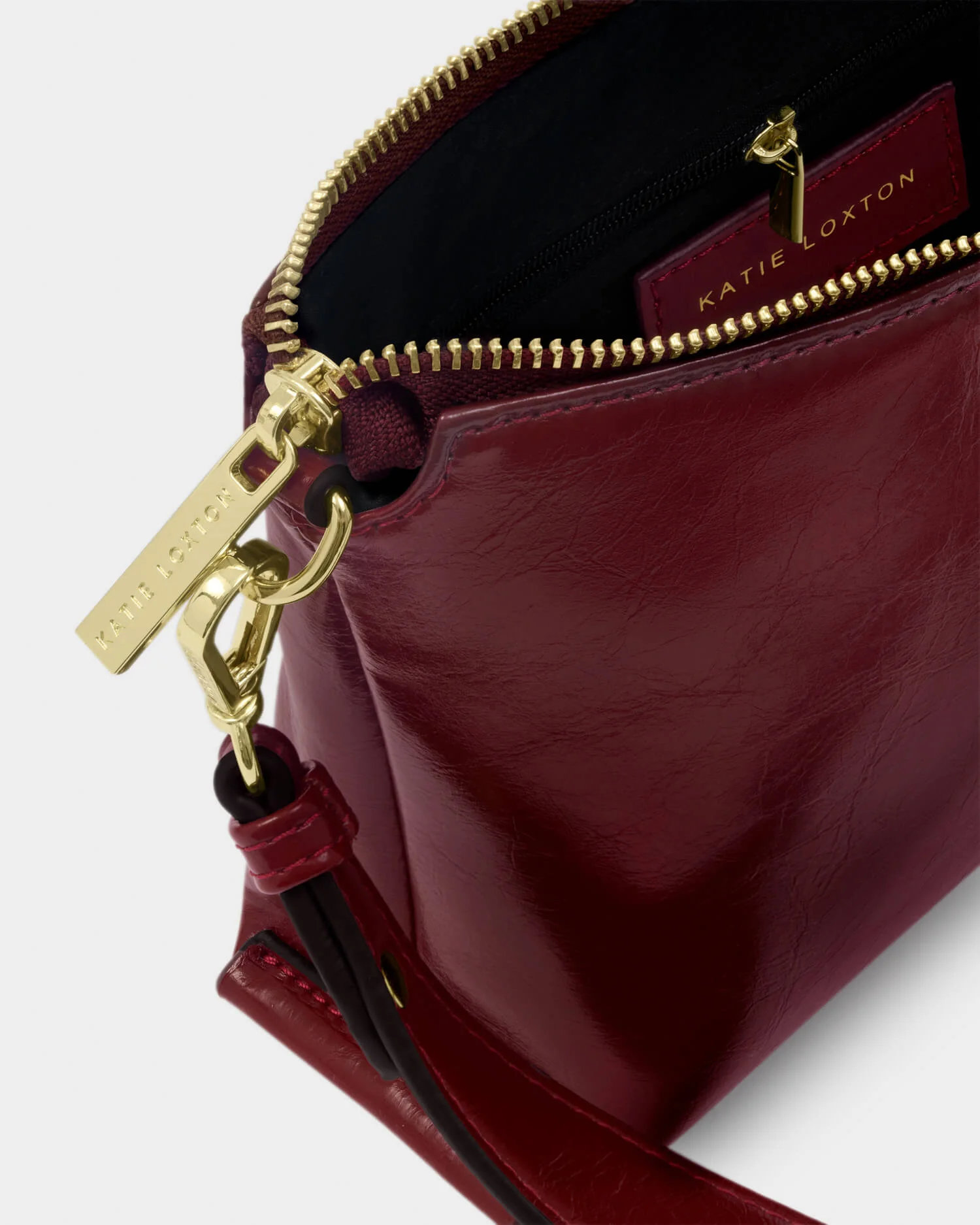 Katie Loxton Laila Patent Crackle Crossbody Bag - Cherry - Image 2