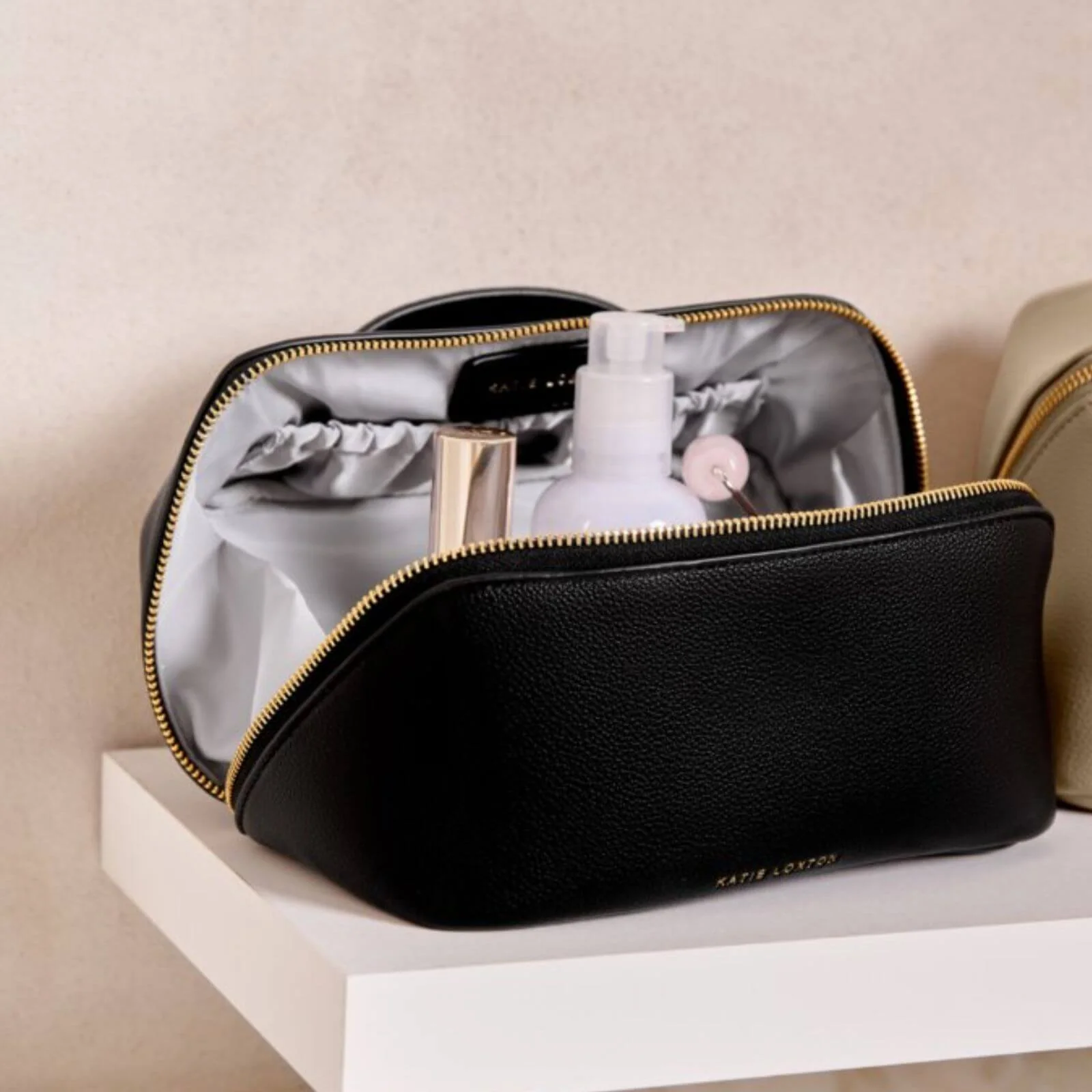 Katie Loxton Large Make Up Wash Bag - Black - Image 3