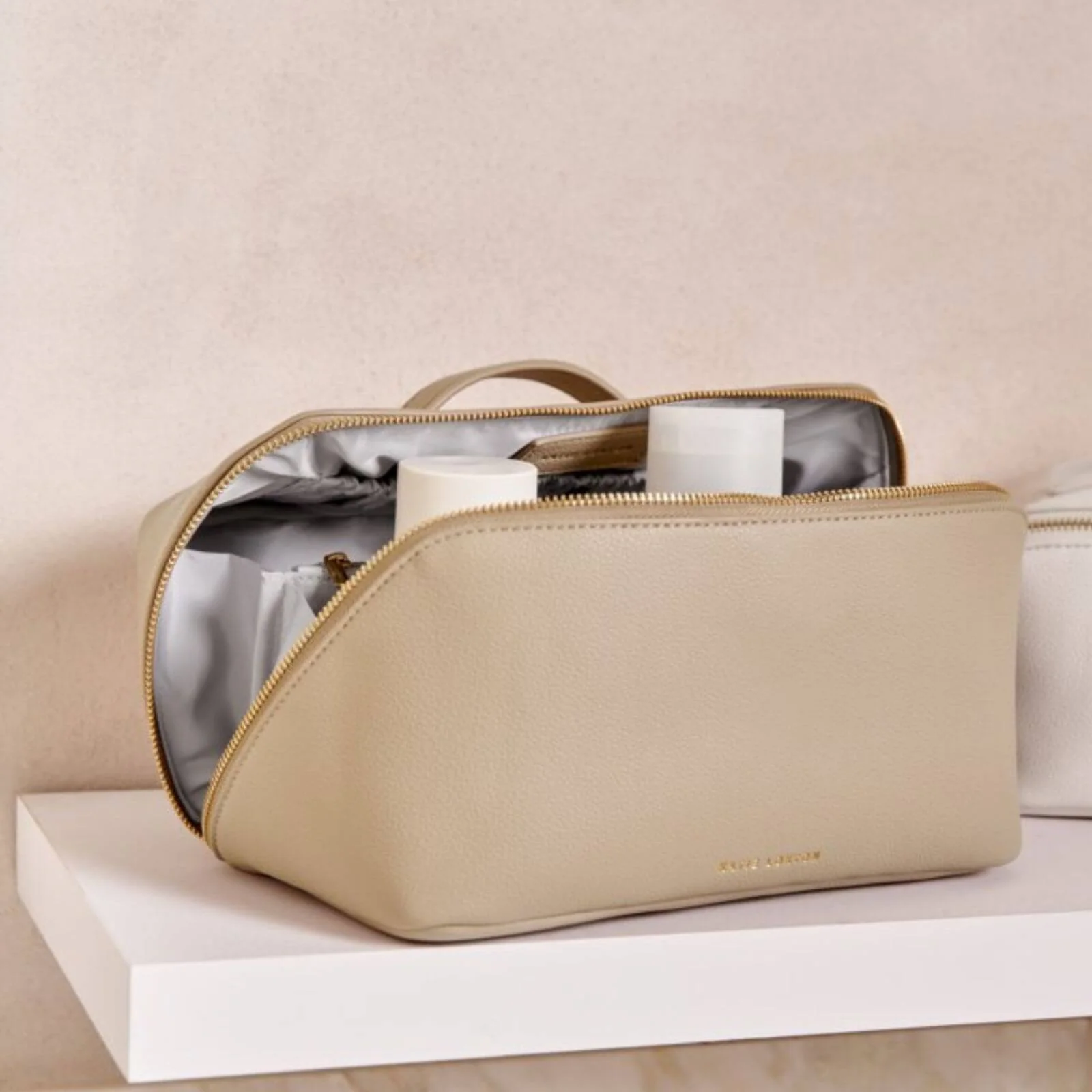 Katie Loxton Large Make Up Wash Bag - Light Taupe - Image 3