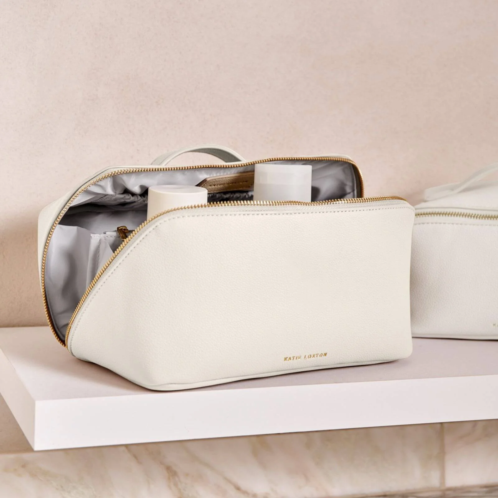 Katie Loxton Large Make Up Wash Bag - White - Image 3