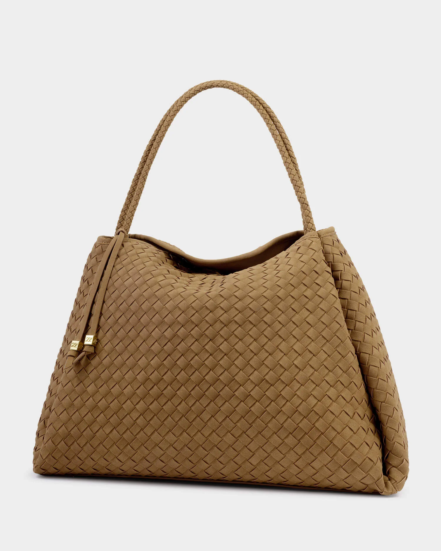 Katie Loxton Large Nova Hand Woven Shoulder Bag - Light Caramel Suedette - Image 2